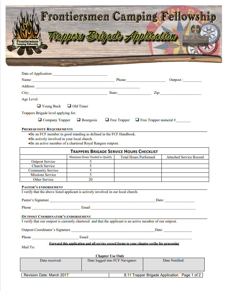 Trappers Brigade Application