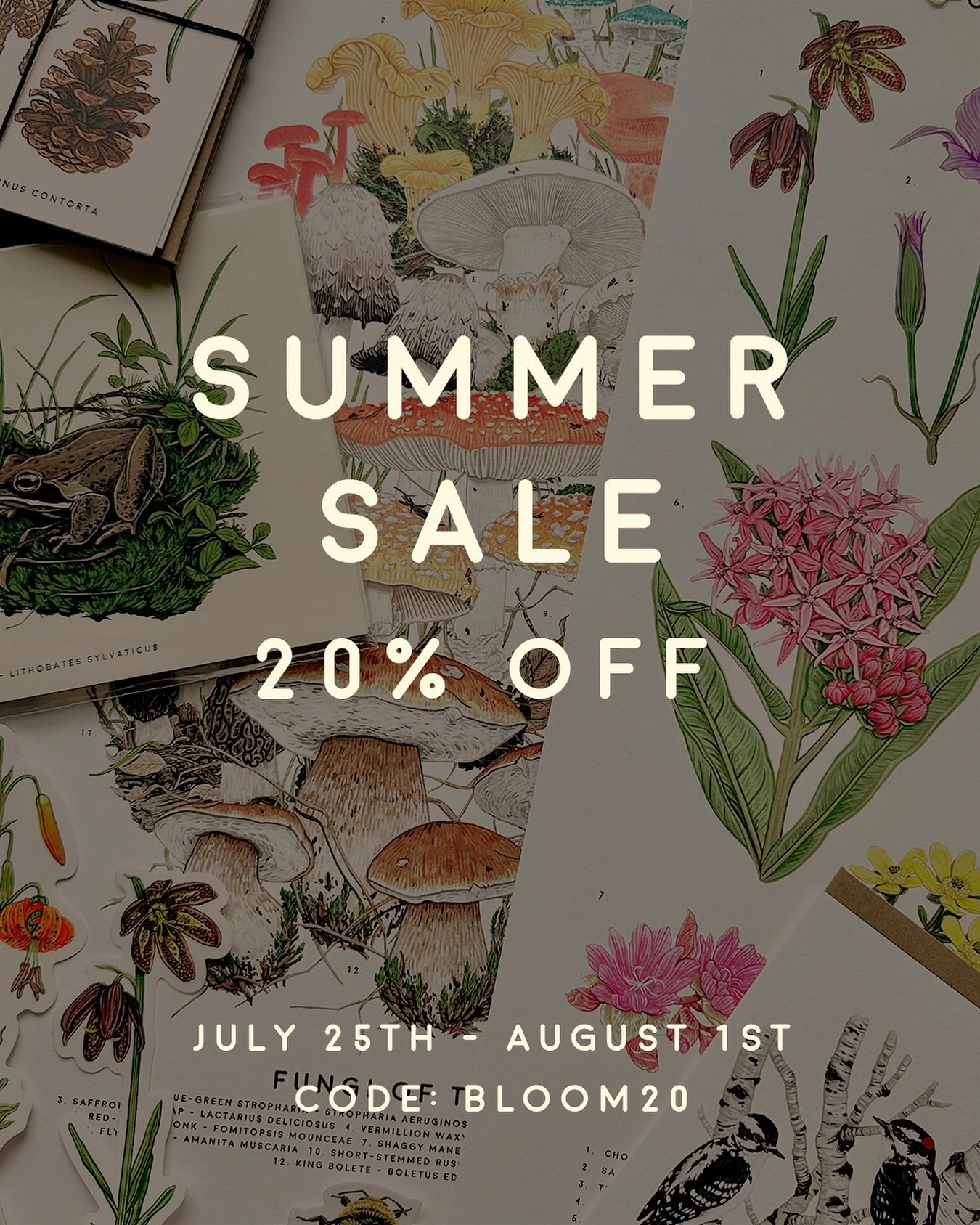Summer sale in my web shop! Enjoy 20% off of your order with the code:  BLOOM20 from July 25th and August 1st. 

Sticker orders also still have free shipping for July and August.