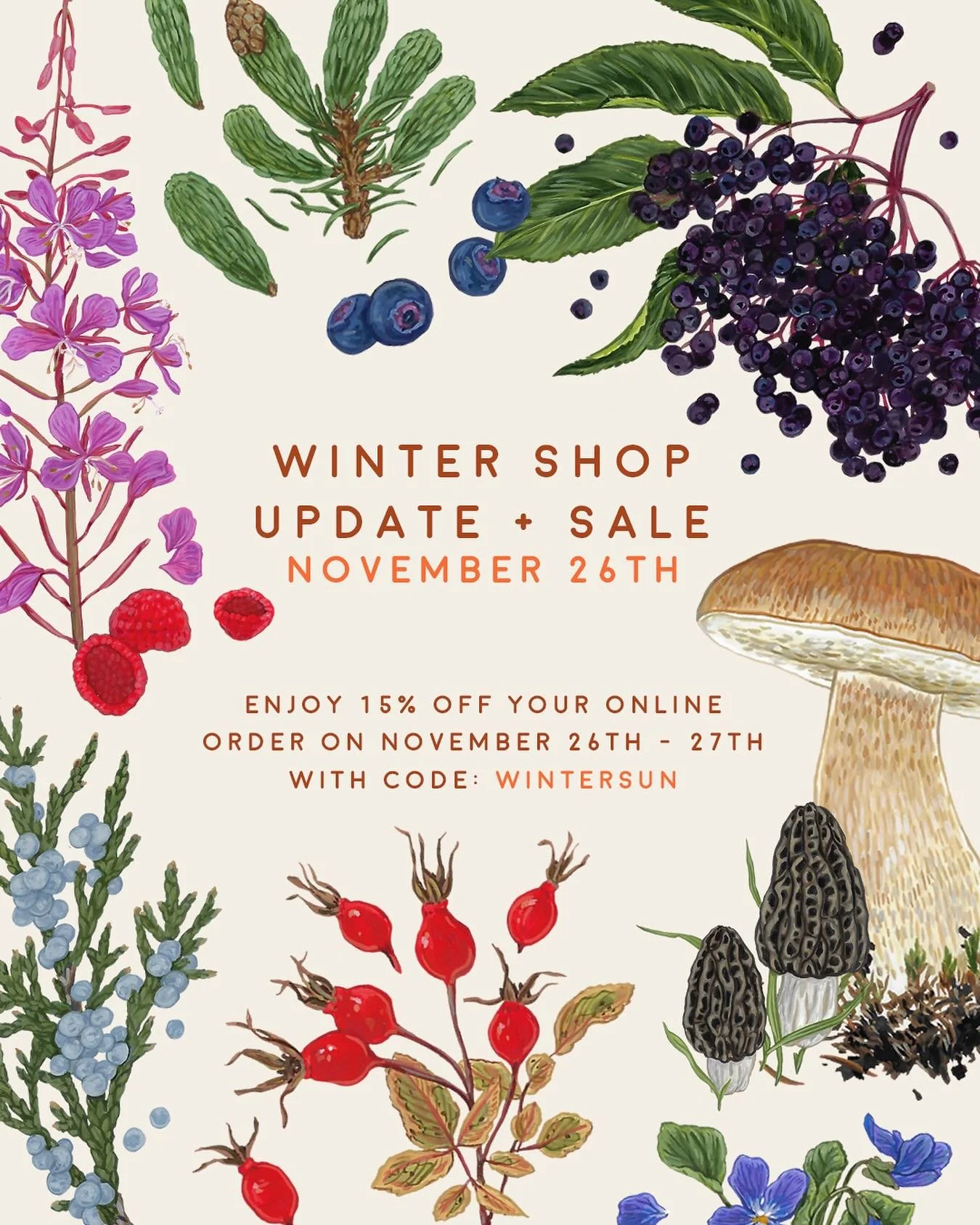 My web shop update is live! The update includes my new greeting card line, stickers and updated stock. 

From November 26-27 enjoy 15% off your entire order with the code: WINTERSUN

You&rsquo;re welcome to shop the sale if your local too, selecting 
