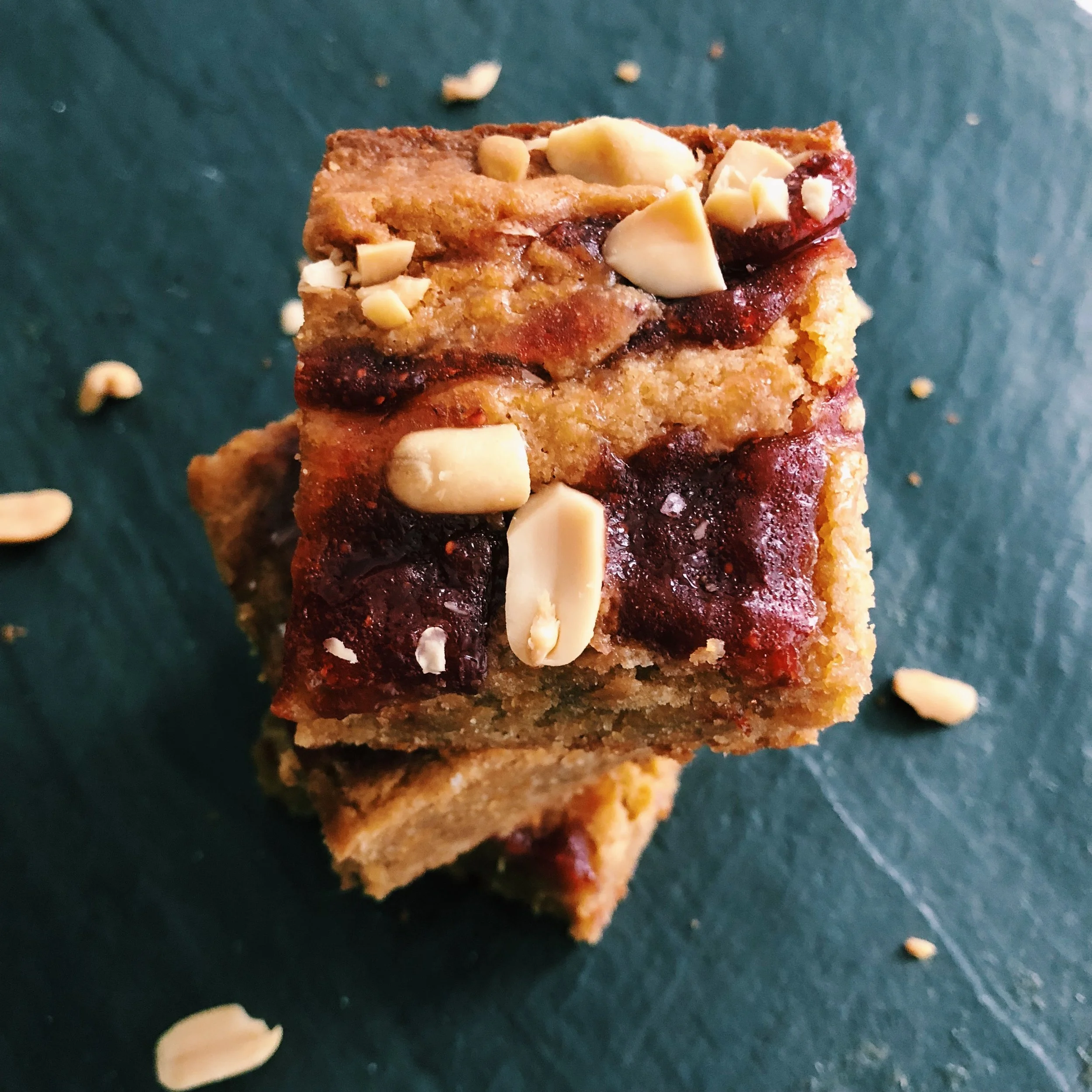 Peanut Butter and Jelly Blondies