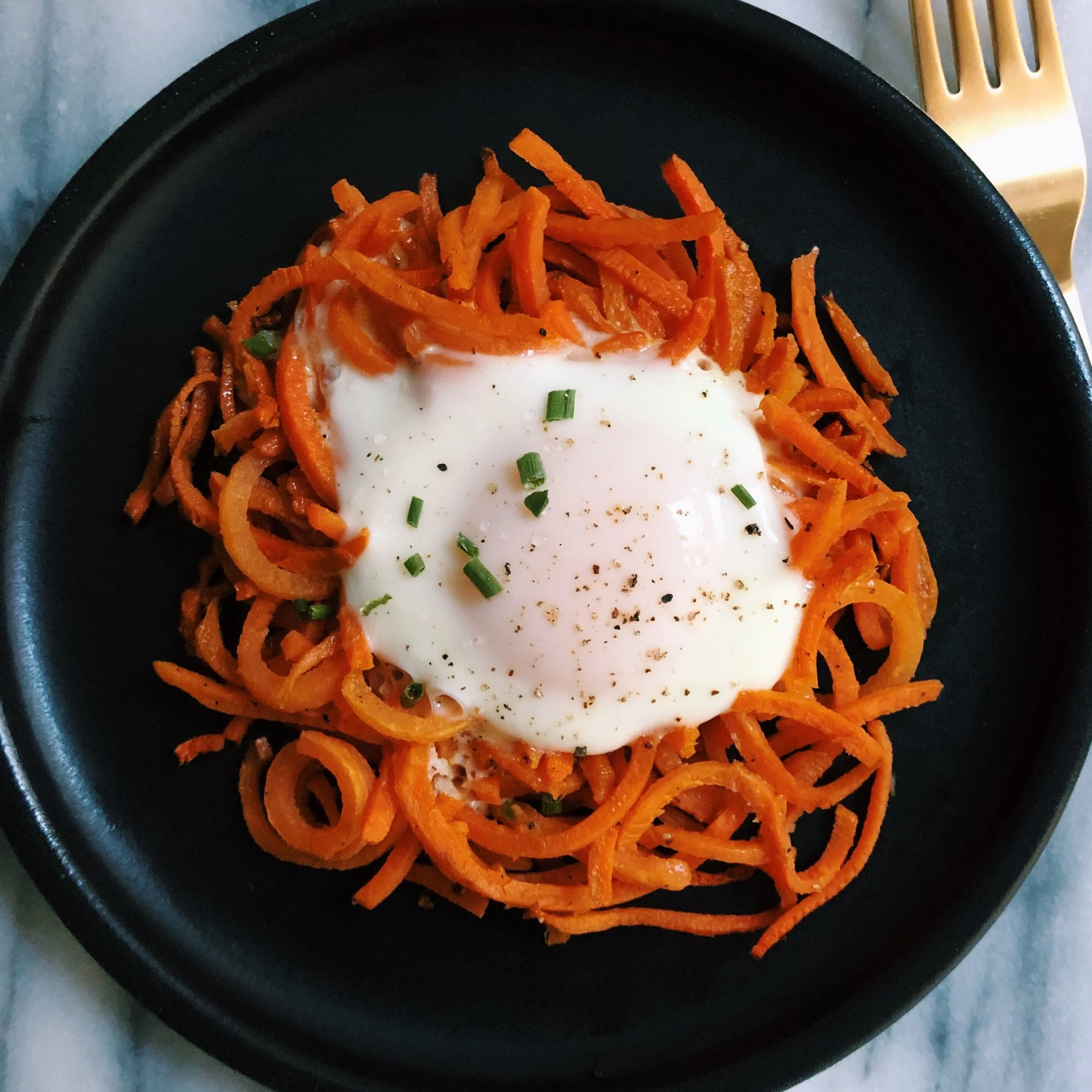 Spiralized Carrot Egg Nests