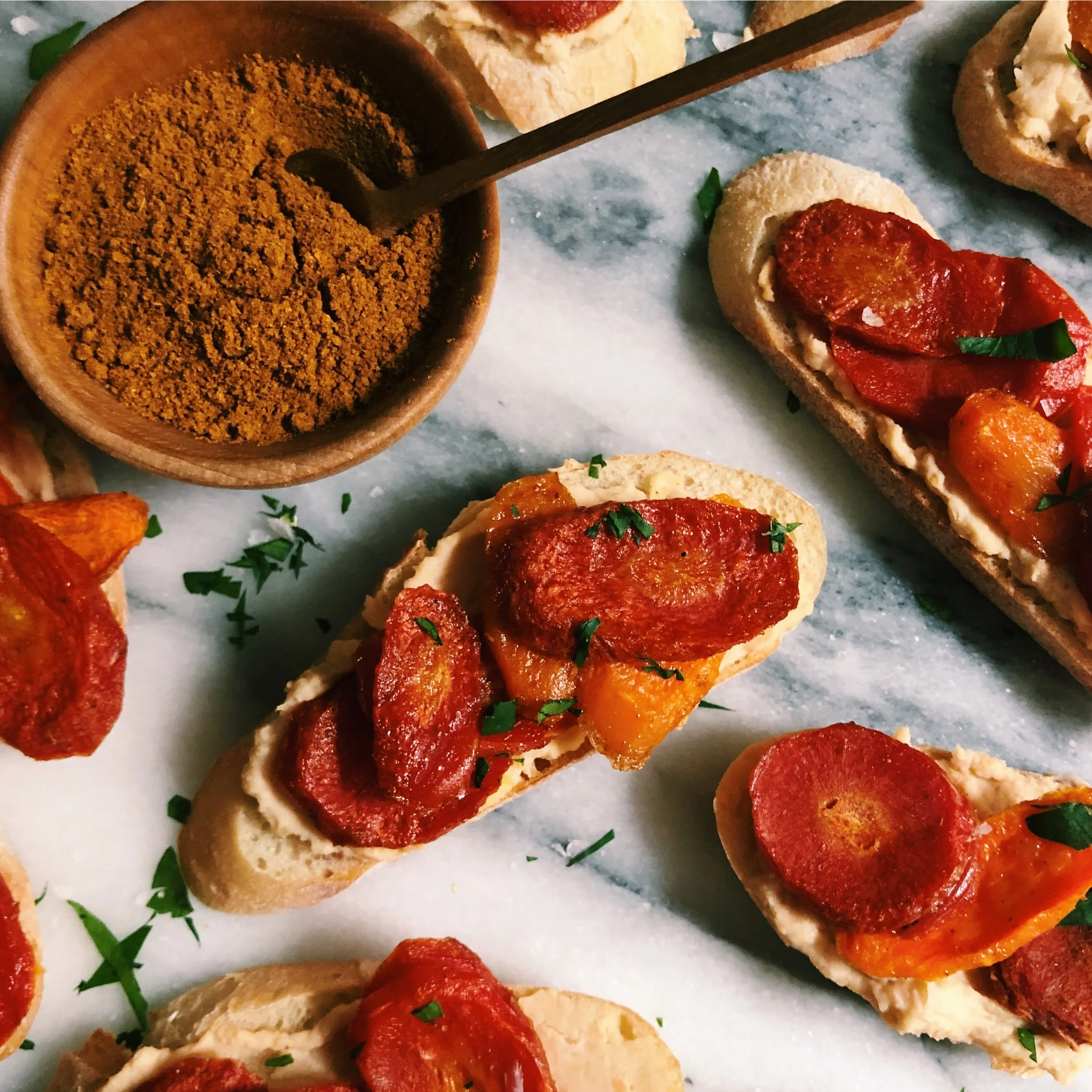 Curry Roasted Carrot Crostini