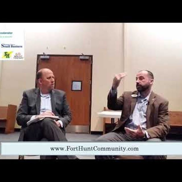 Frazier interviewing Dan for Fort Hunt Community Business Association