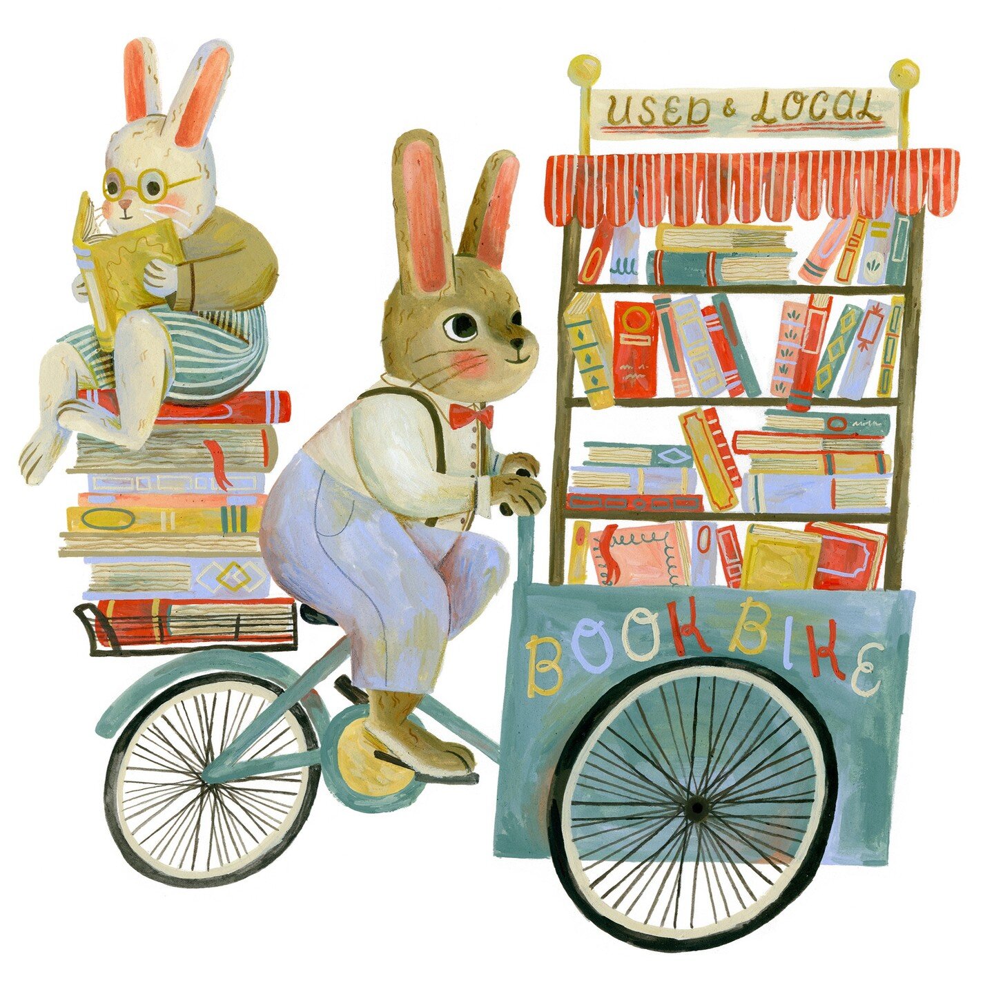 Book bike, coming through!✨📖

.
.

#bookstagram #acrylagouache #kidlitart #childrensillustration #childrensbookillustration #gouache #bookmark #bookshelf #bookish #usedbooks #watercolor #library #booklover #bookworm #illustratorsofinstagram&nbsp;#il