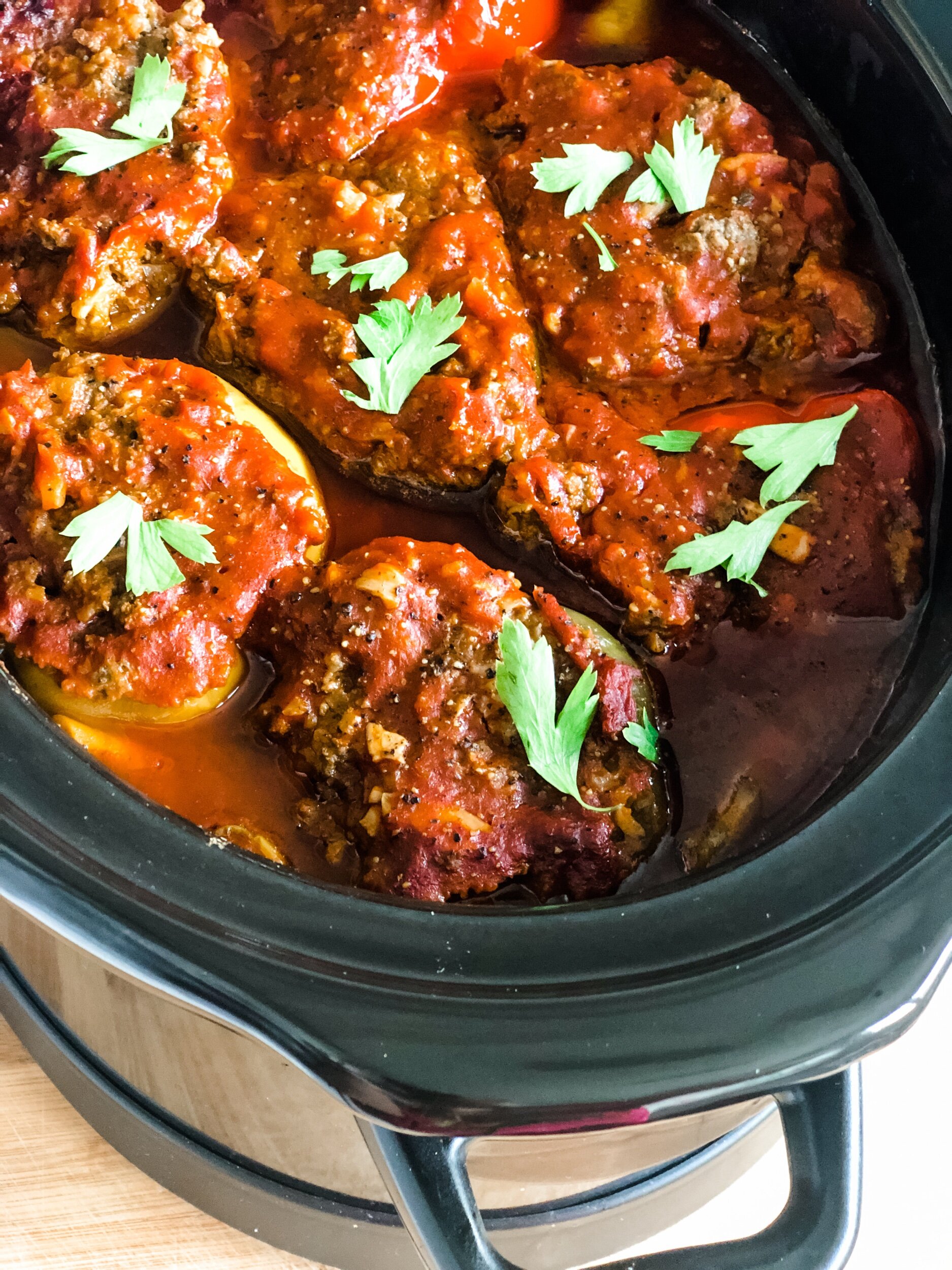 Paleo Slow Cooker Stuffed Peppers