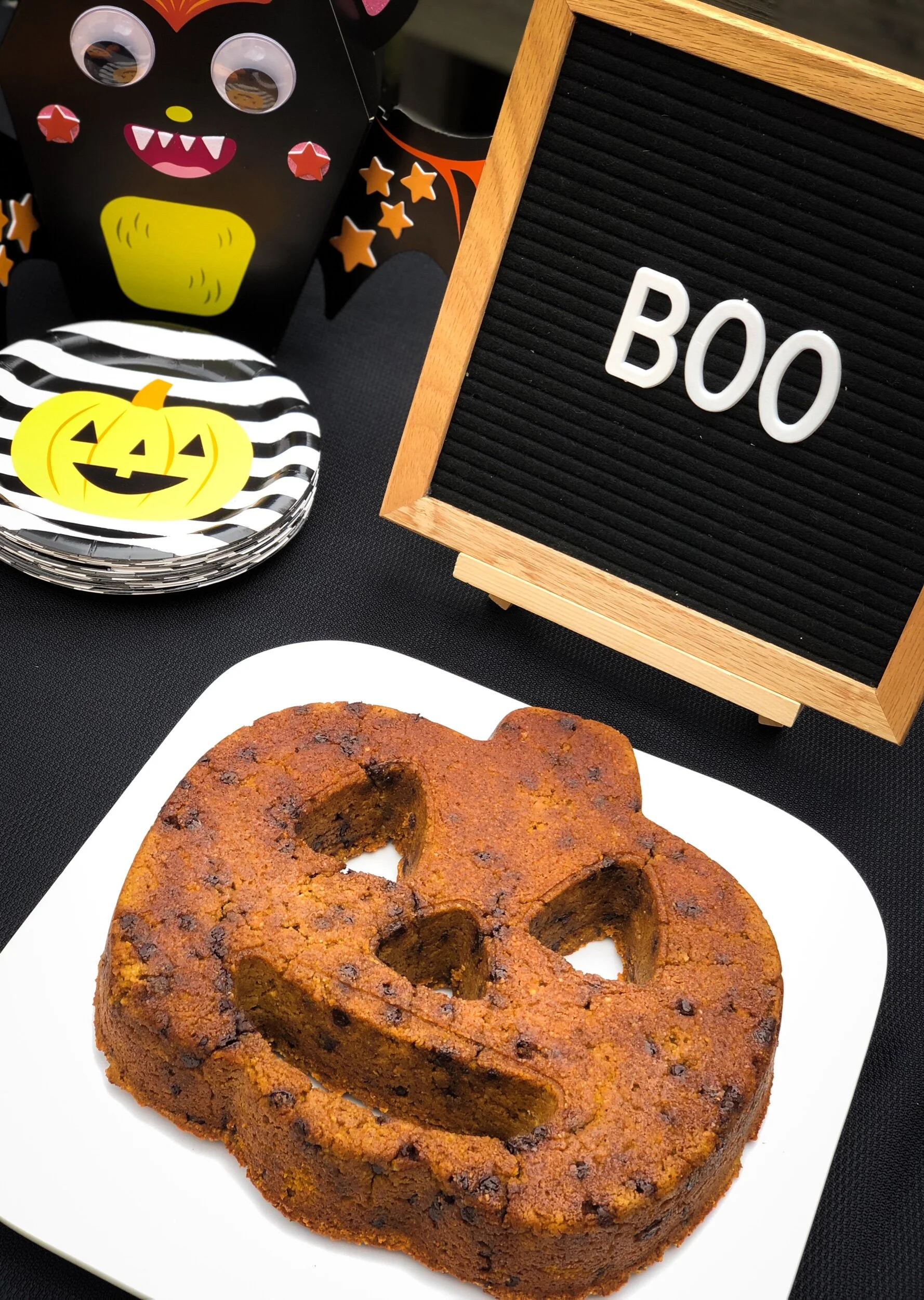 Paleo Pumpkin Chocolate Chip Halloween Cake