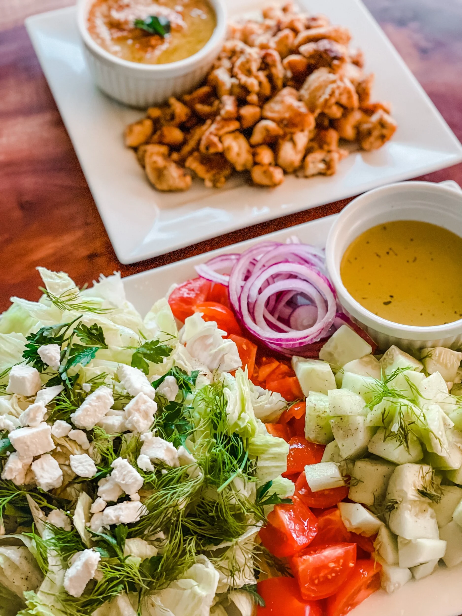 Mediterranean Chicken Salad w/ Zesty Lemon Garlicky Dressing