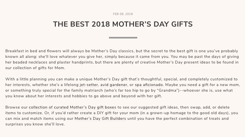 Mother's Day Gifts SEO Content