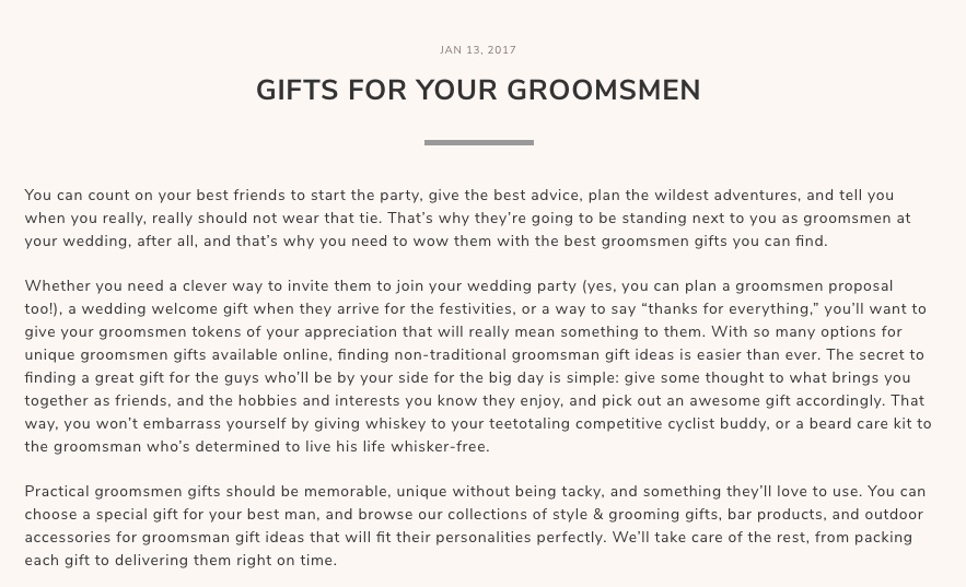 Gifts For Groomsmen SEO Content