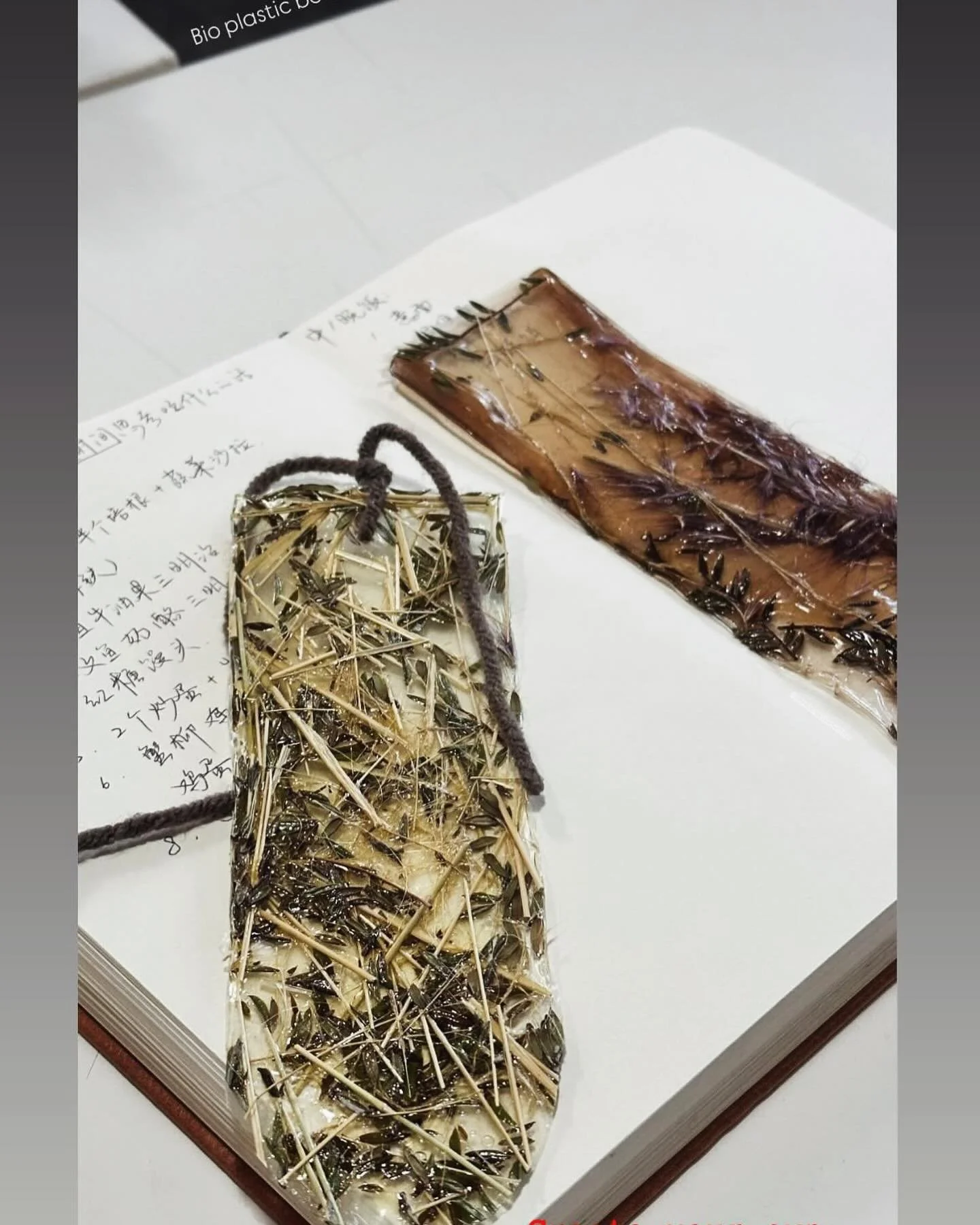 Beautiful bookmarks made from homemade bioplastics by @imgloriachen for my Material Futures Class #artcentercollegeofdesign
