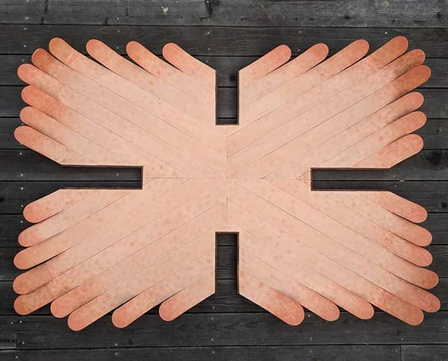 It's a biggie. Had to use step ladder for aerial view photo. Steamed and bent edges with reclaimed lath frame.
Tomorrow the center piece gets assembled.
Come see the completed piece this Friday and Saturday @chocolateandart