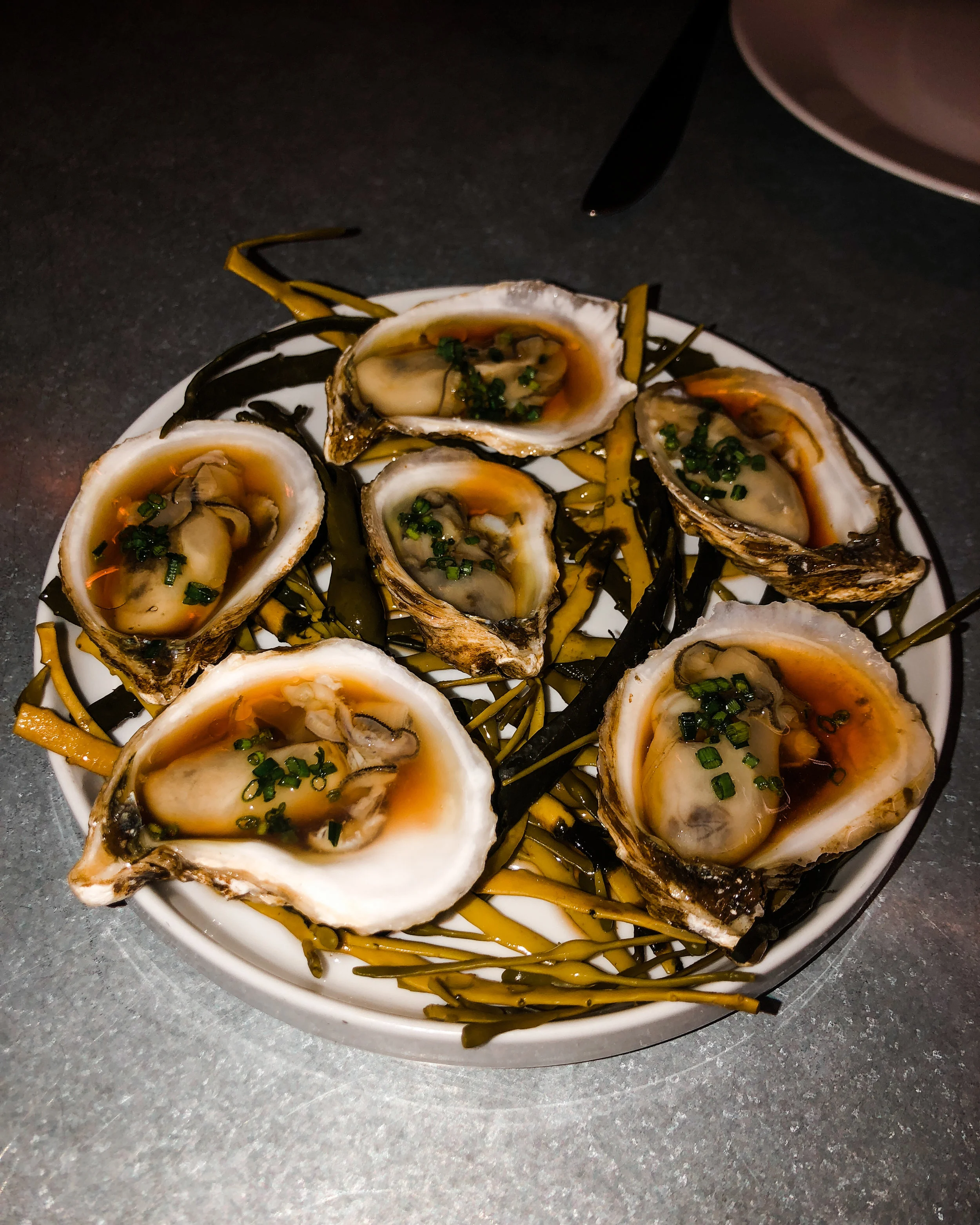 Oysters with lemon, ginger, and vinegar