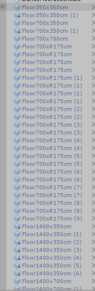 The original list of our floor meshes. There were 50+ floor meshes.
