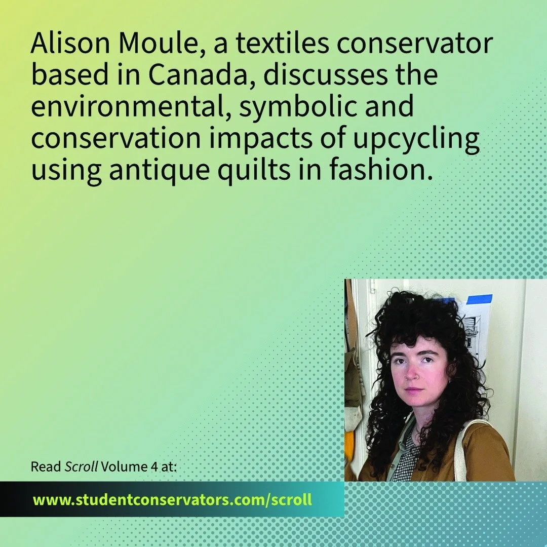 Read all about it at www.studentconservators.com/scroll
Find our Instagram at: @scrollpublication
Find Alison at: 
@pigtail_barb on Instagram and Alison Moule on LinkedIn