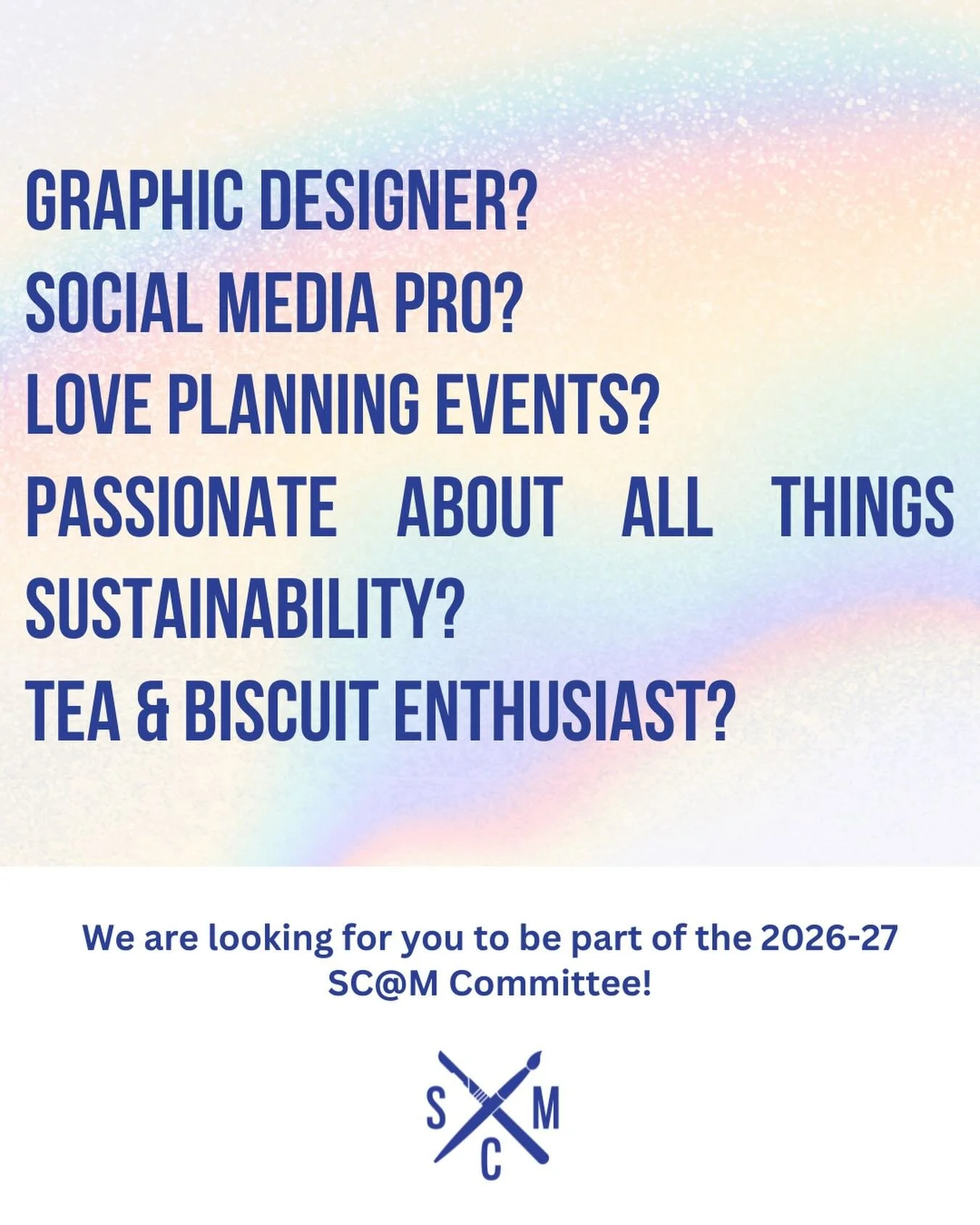 Are you studying Conservation?! We are looking for you to be part of the 2026-27 SC@M Committee!

Send us a short EOI (100 words) with the role/s you are interested in and the skills you bring to:
studentconservators@gmail.com

Members will be voted 