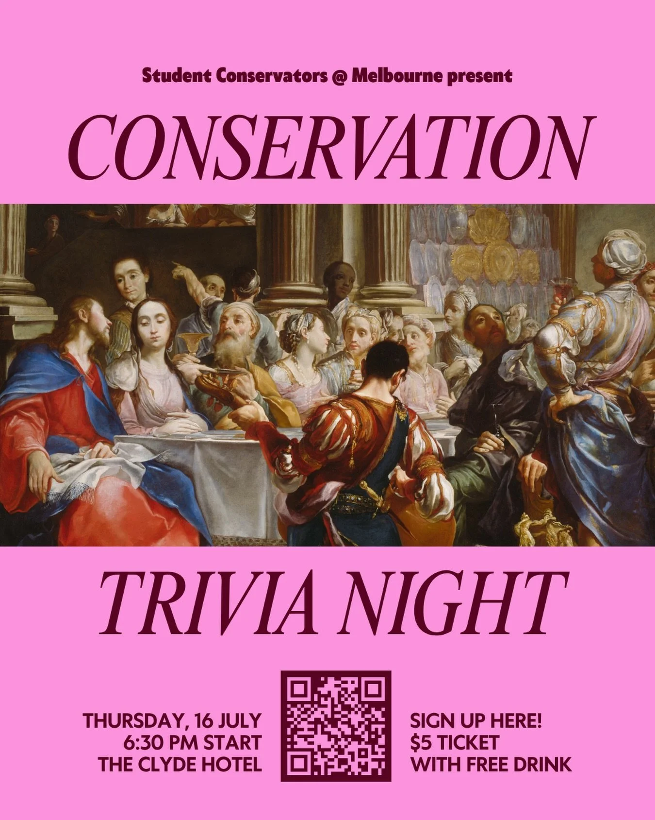 It&rsquo;s time for a SC@M Trivia Night 💡

Hosted by your fabulous committee members Catia and Klara. Compete for glory (and the Conservation Trivia trophy) over a bev and some yummy complimentary bites at the Clyde Hotel. Grab your friends and test