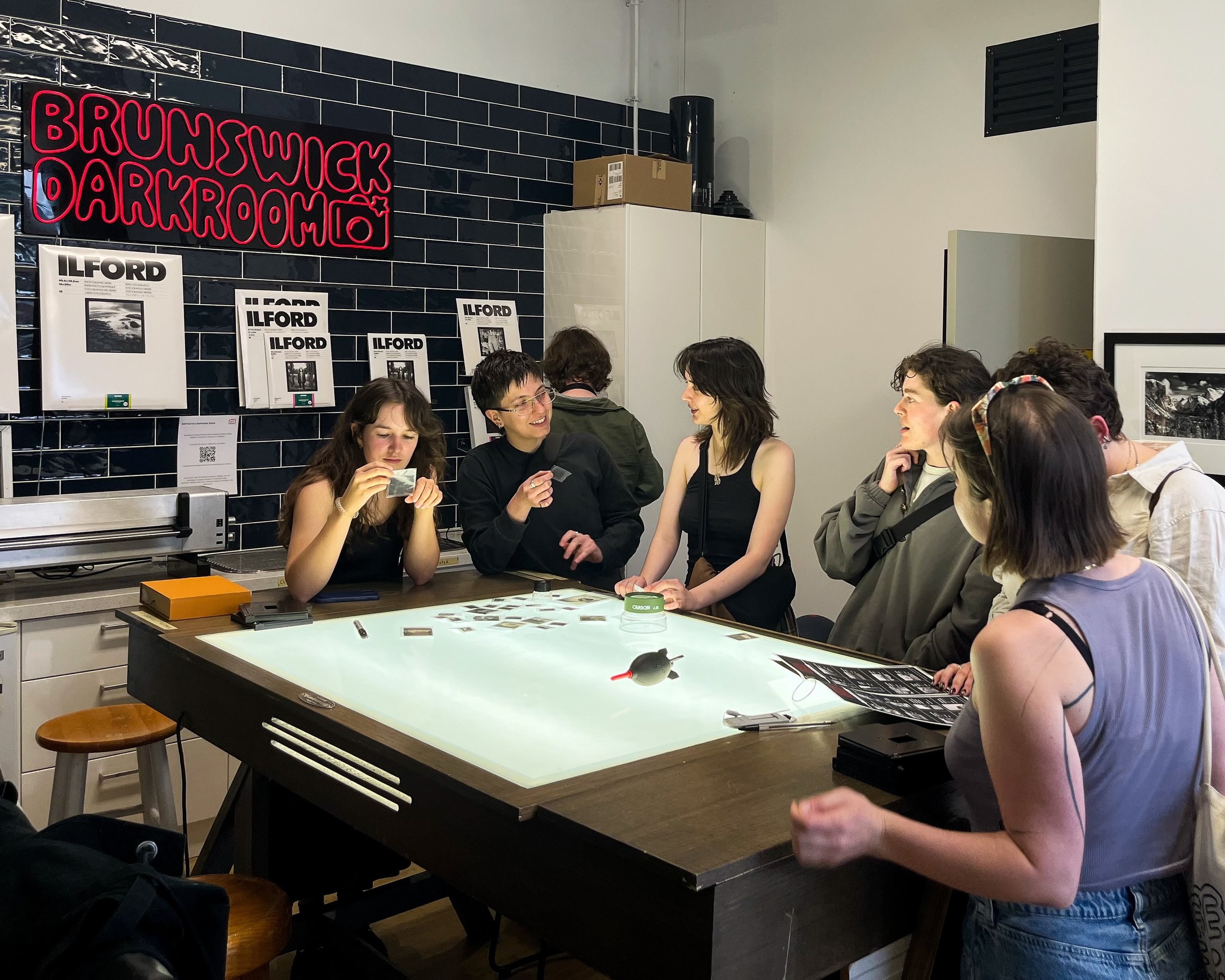 SC@M visits Brunswick Darkroom 🎞️ 📷 ❣️

Understanding the materials and techniques behind photographic processes is the first step towards conserving them. In a two-hour workshop at Brunswick Darkroom, participants chose from a library of historica