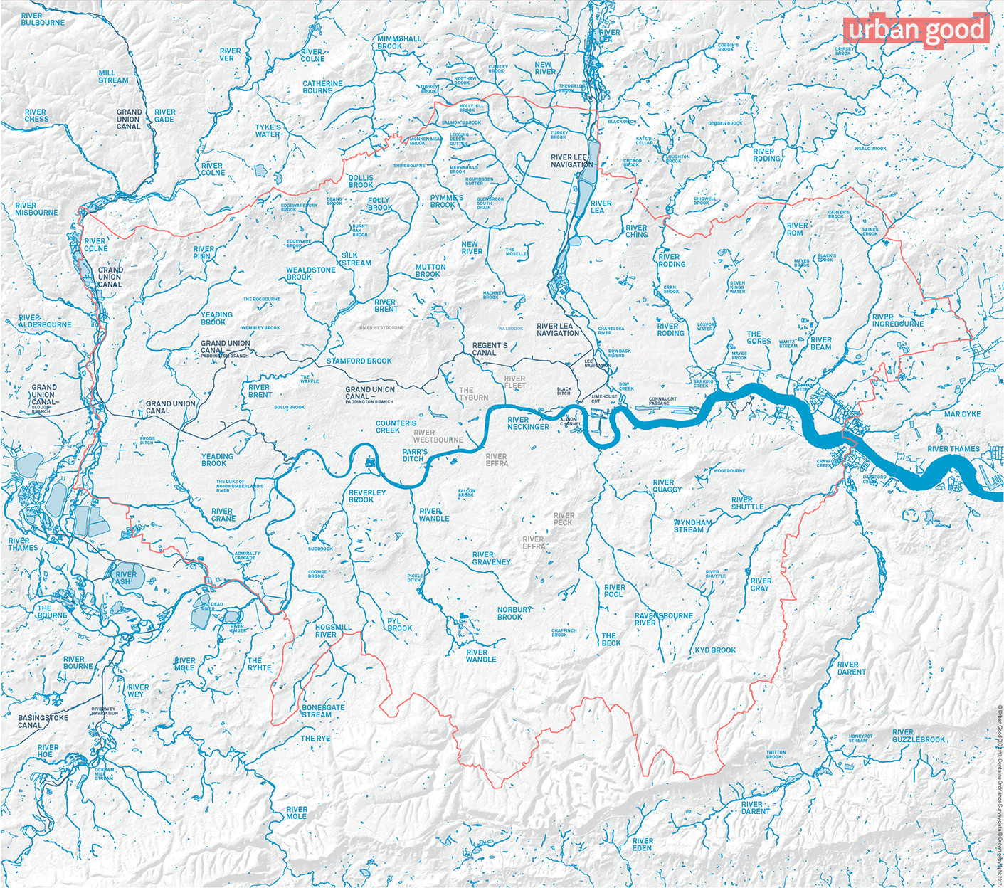 London's Rivers, printed on the reverse