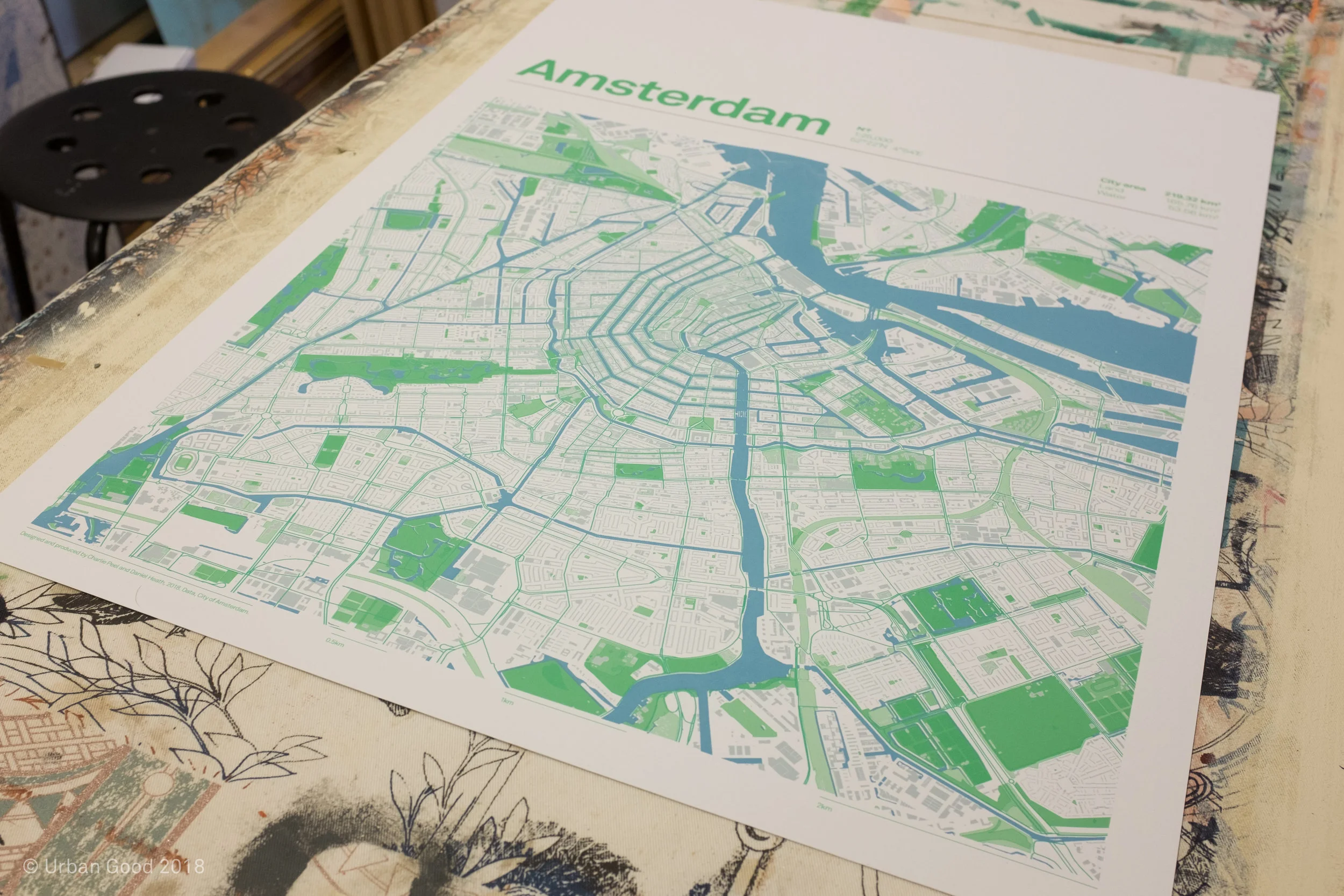 Hand printed maps sold to raise funds.