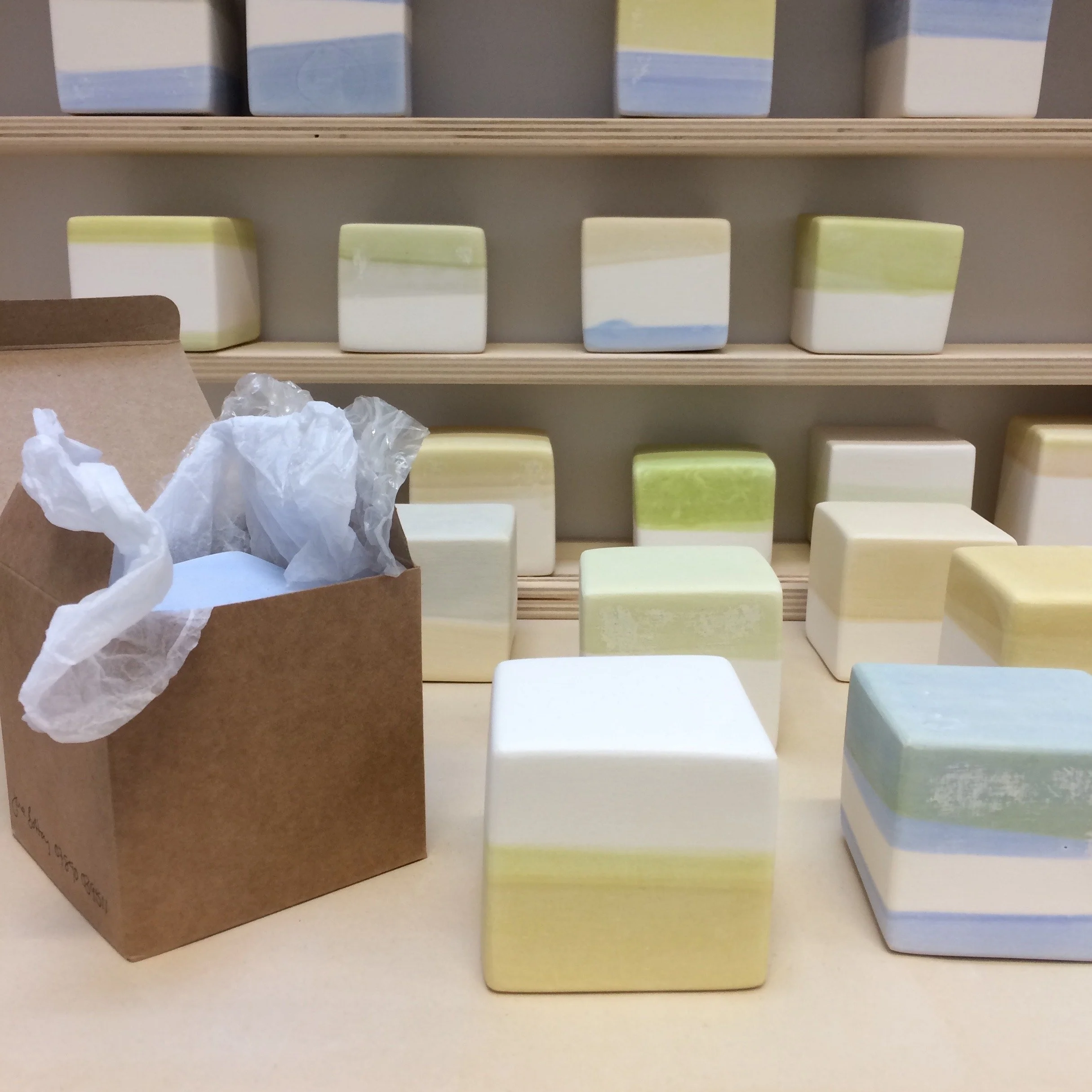  Watercolour and plaster cubes 6 x 6 x 6cm 