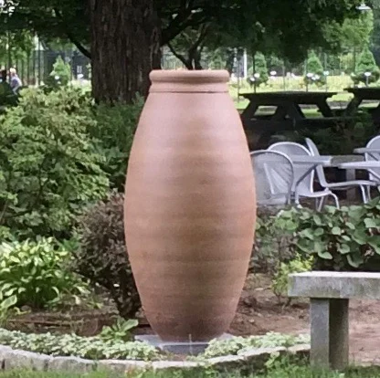 Tall Sentry — 56h x 30 w, plus lid — $4,500 (reduced price due to minor repaired firing blemishes)