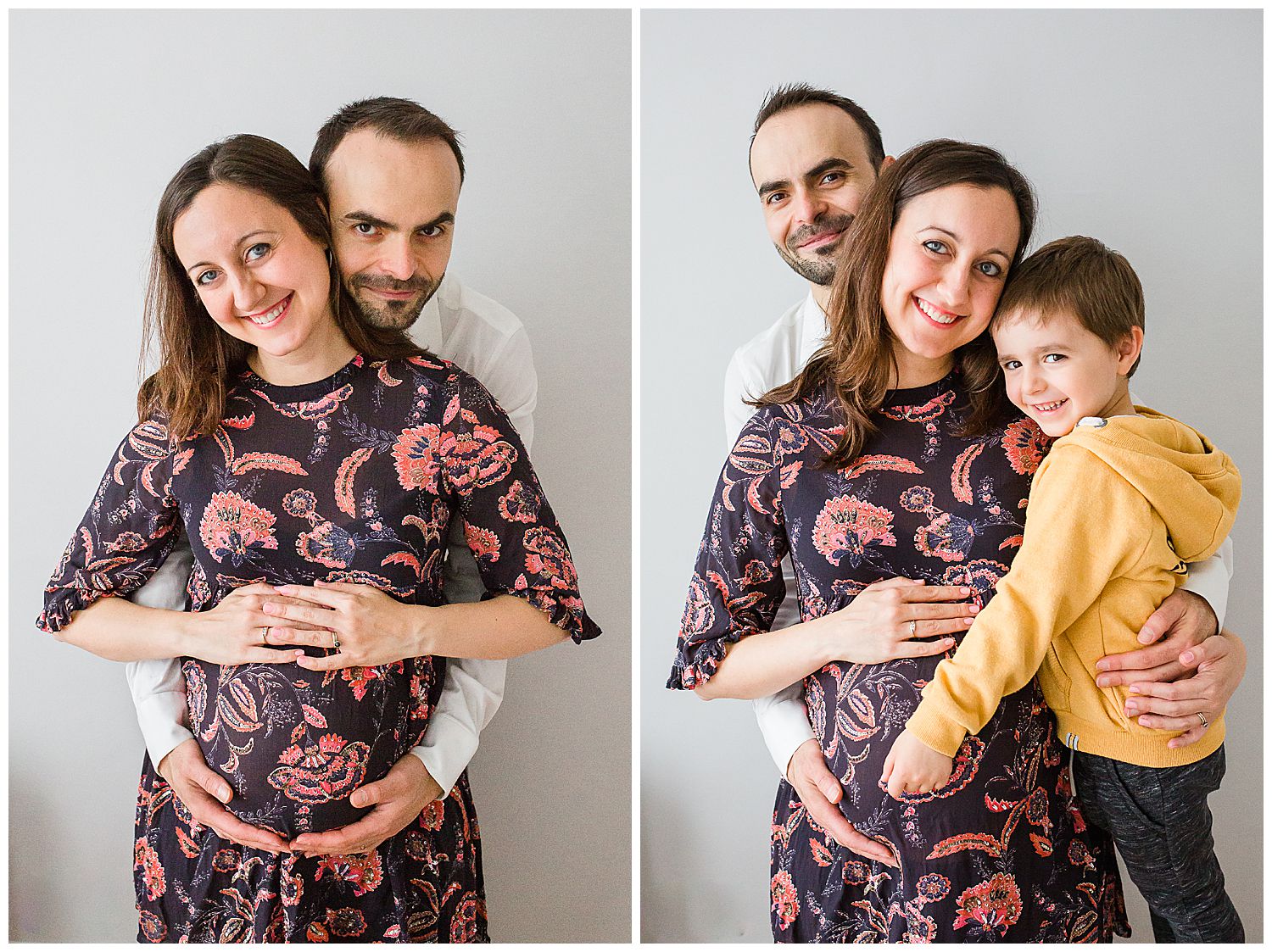 family and husband with pregnant wife