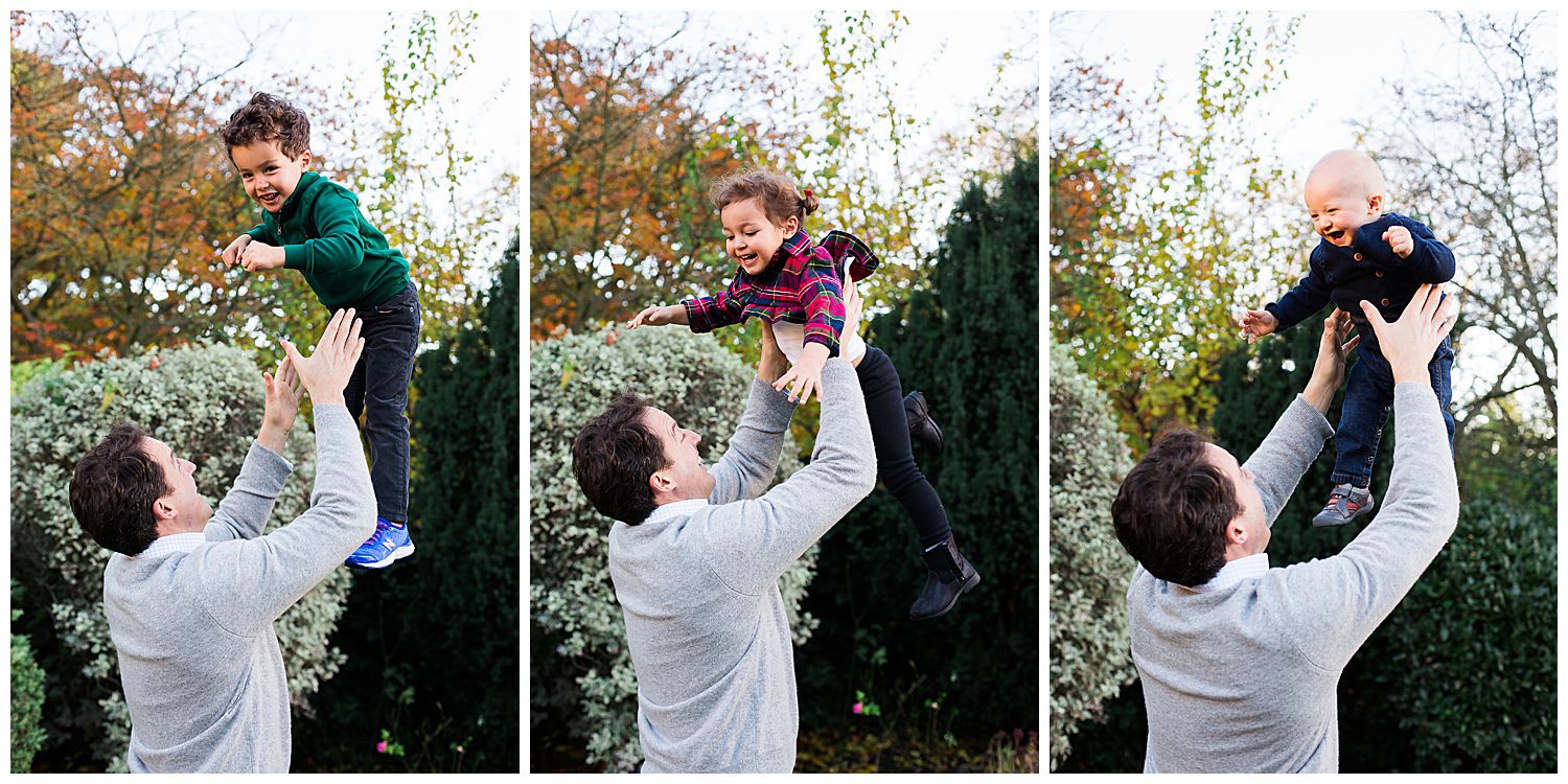 dad throwing kids in air