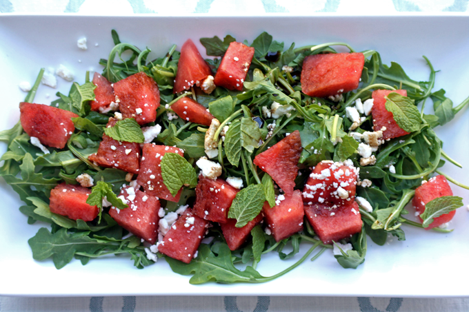 Arugula Watermelon Feta and Mint Salad
