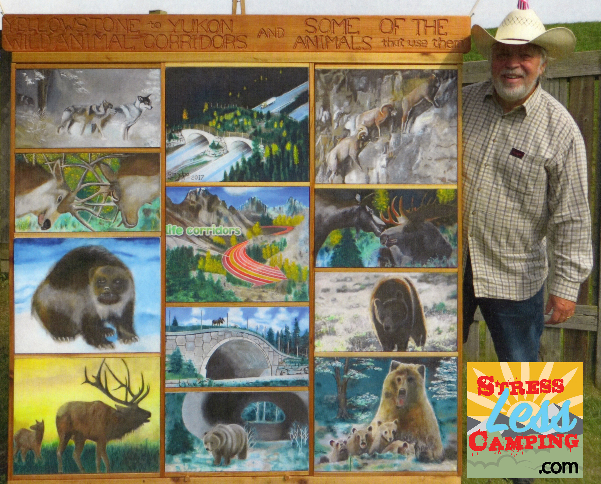 Fred and his painting board touring great campsites across north America. 