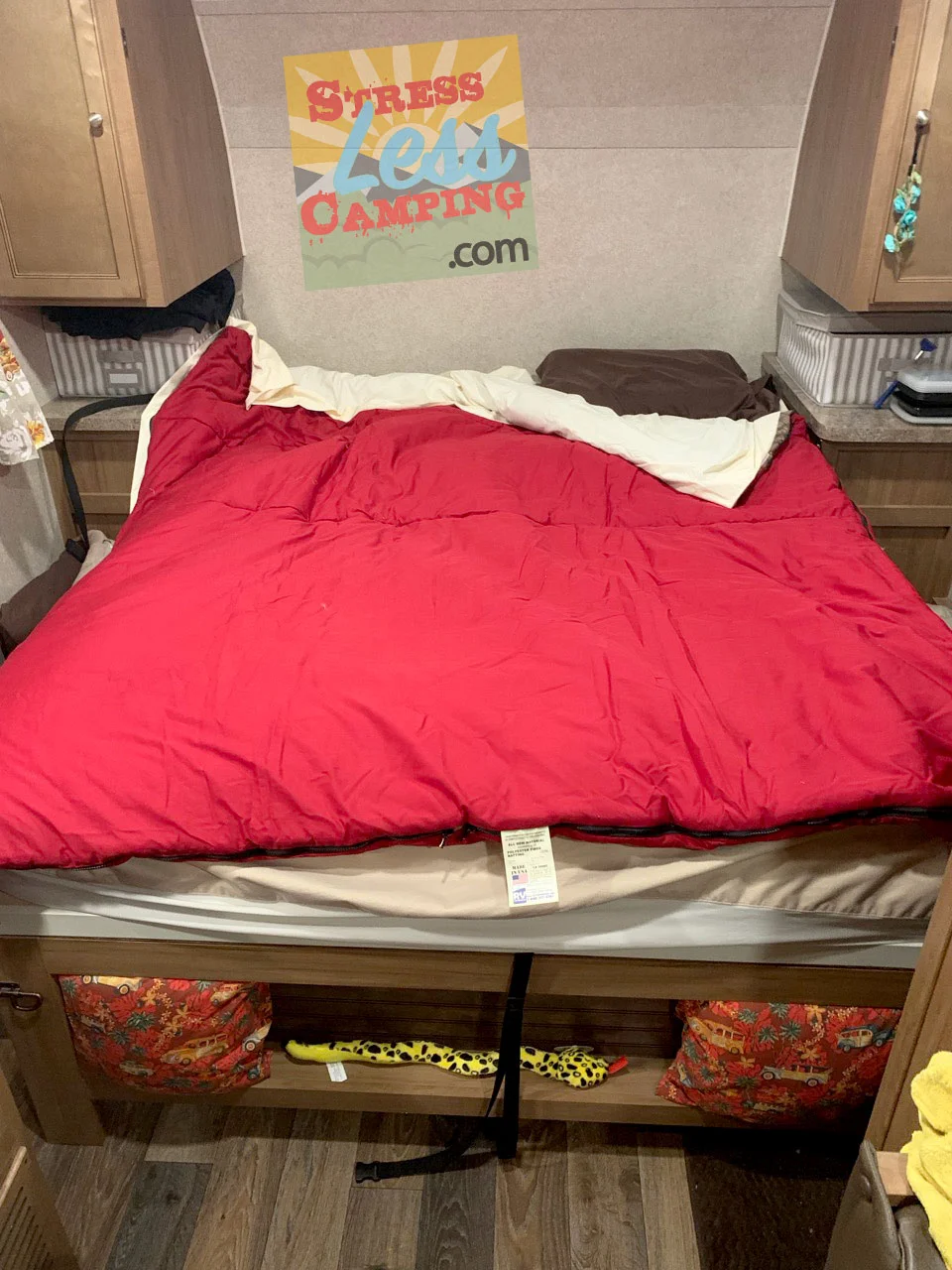 Our Murphy bed made-up with the RVSuperbag that we bought.