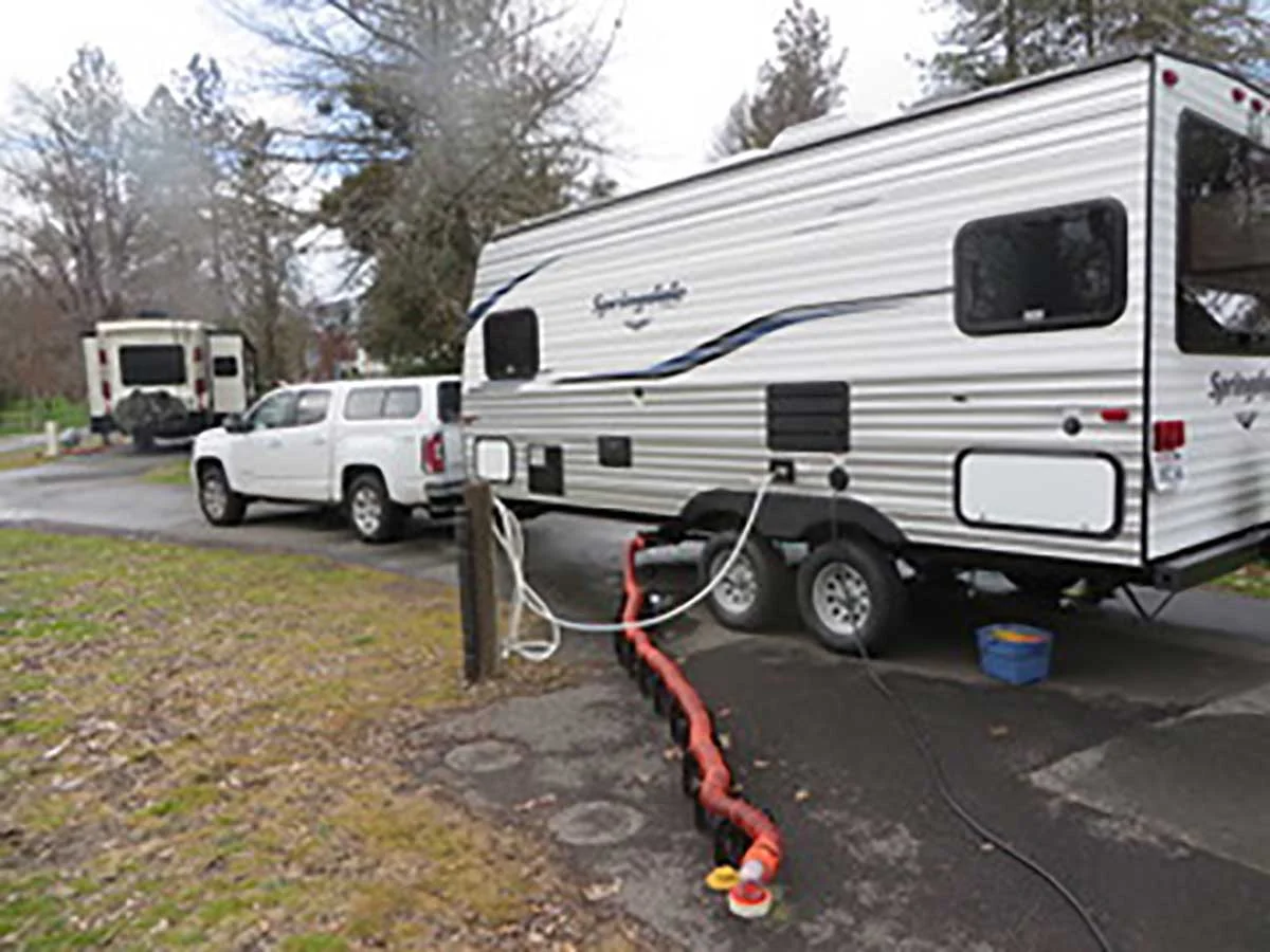 Linda’s camper all set up for adventure.