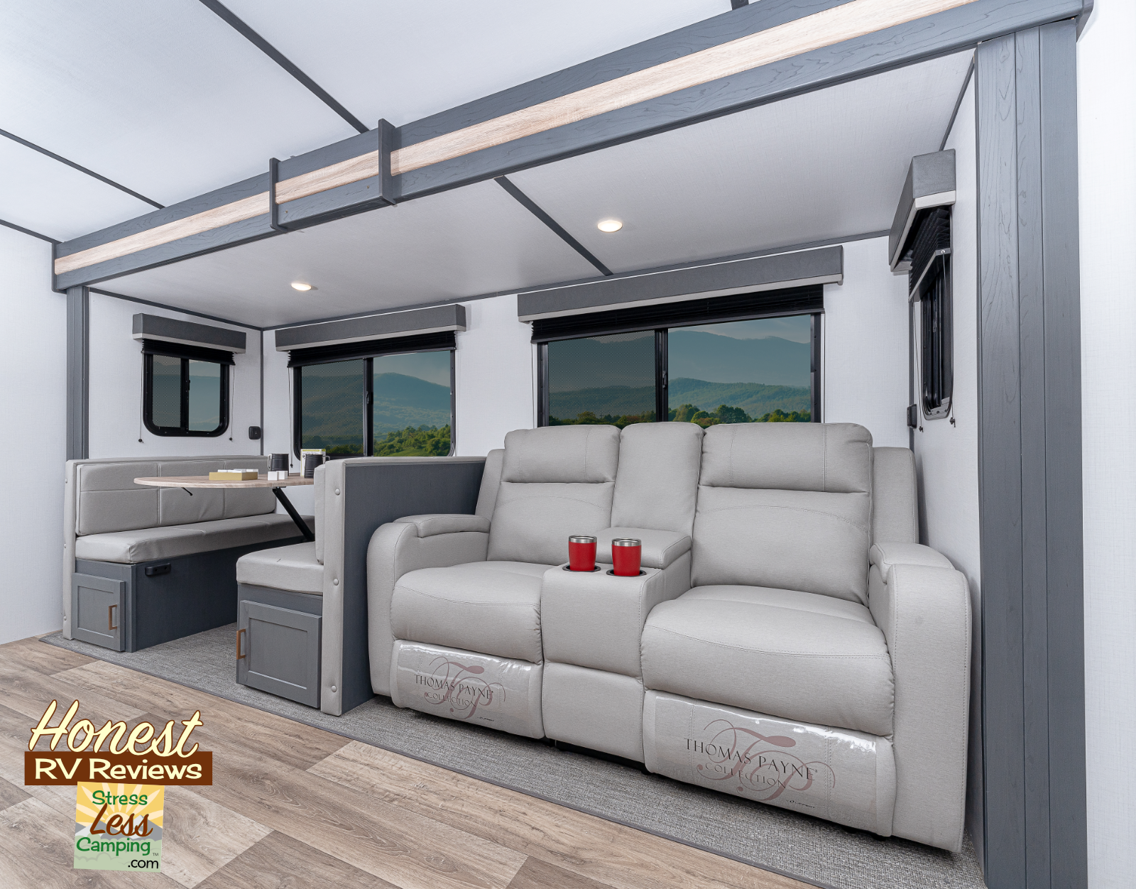 Seating options including dinette and theater seats in the 2023 Keystone Bullet 260RBS.png