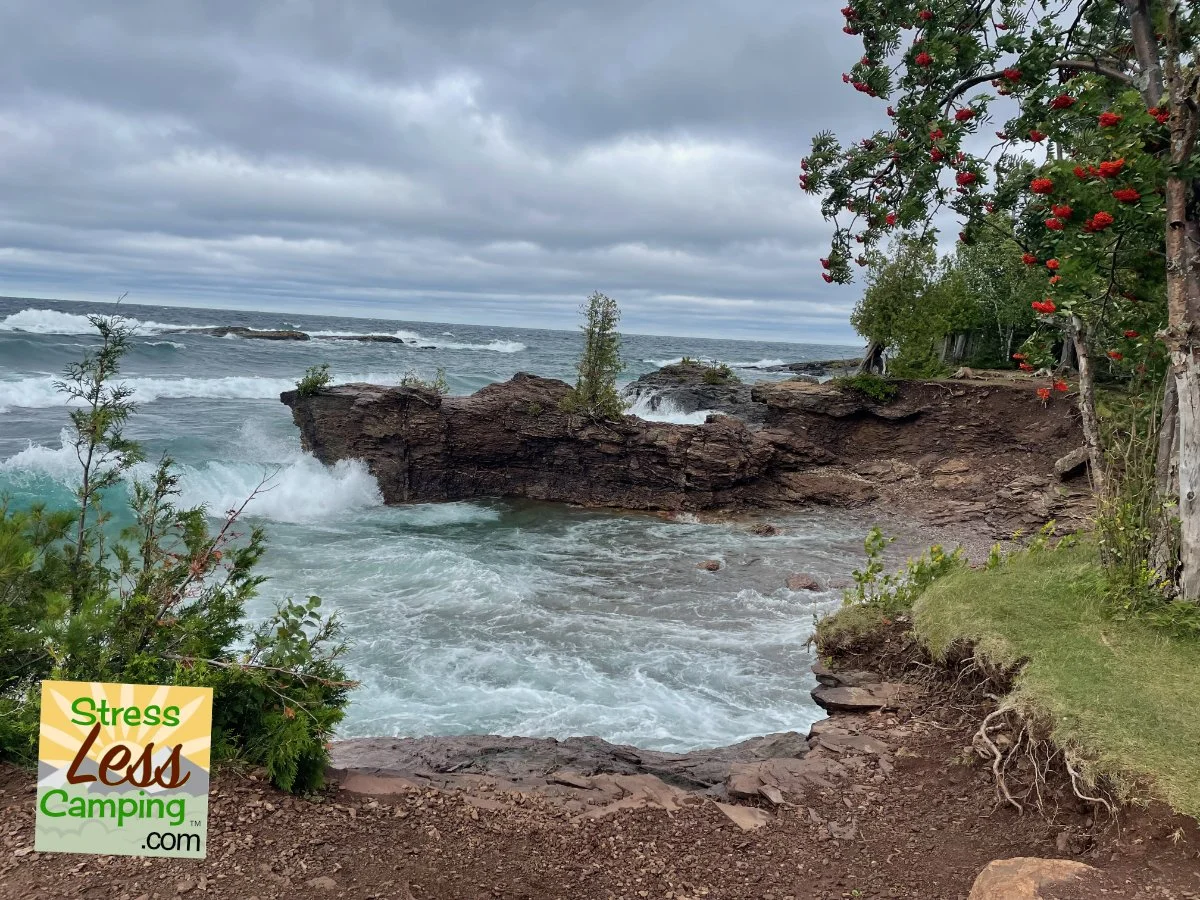 Black Rocks at Sunset Point on Lake Superior in Marquette MI