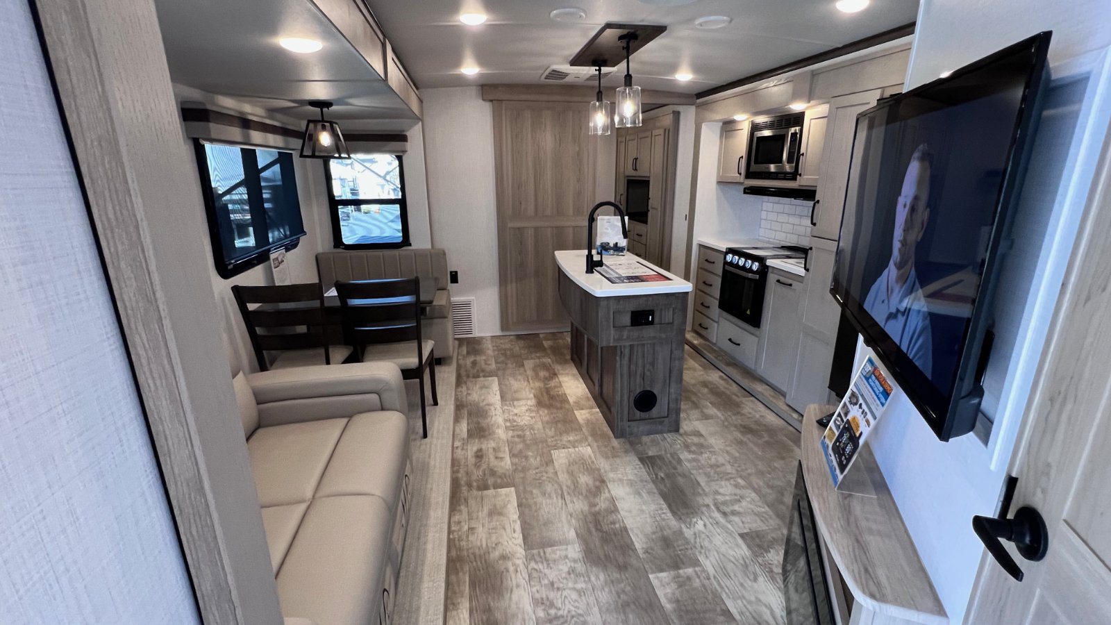 The interior of the Rockwood 8338DB features good food prep and sitting space.jpg