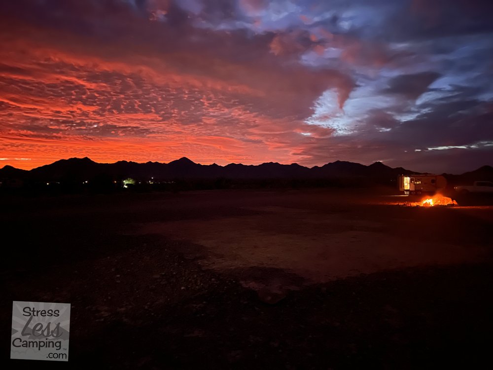 The sunsets do not disappoint in Arizona with our nightly campfire in the shot.jpg