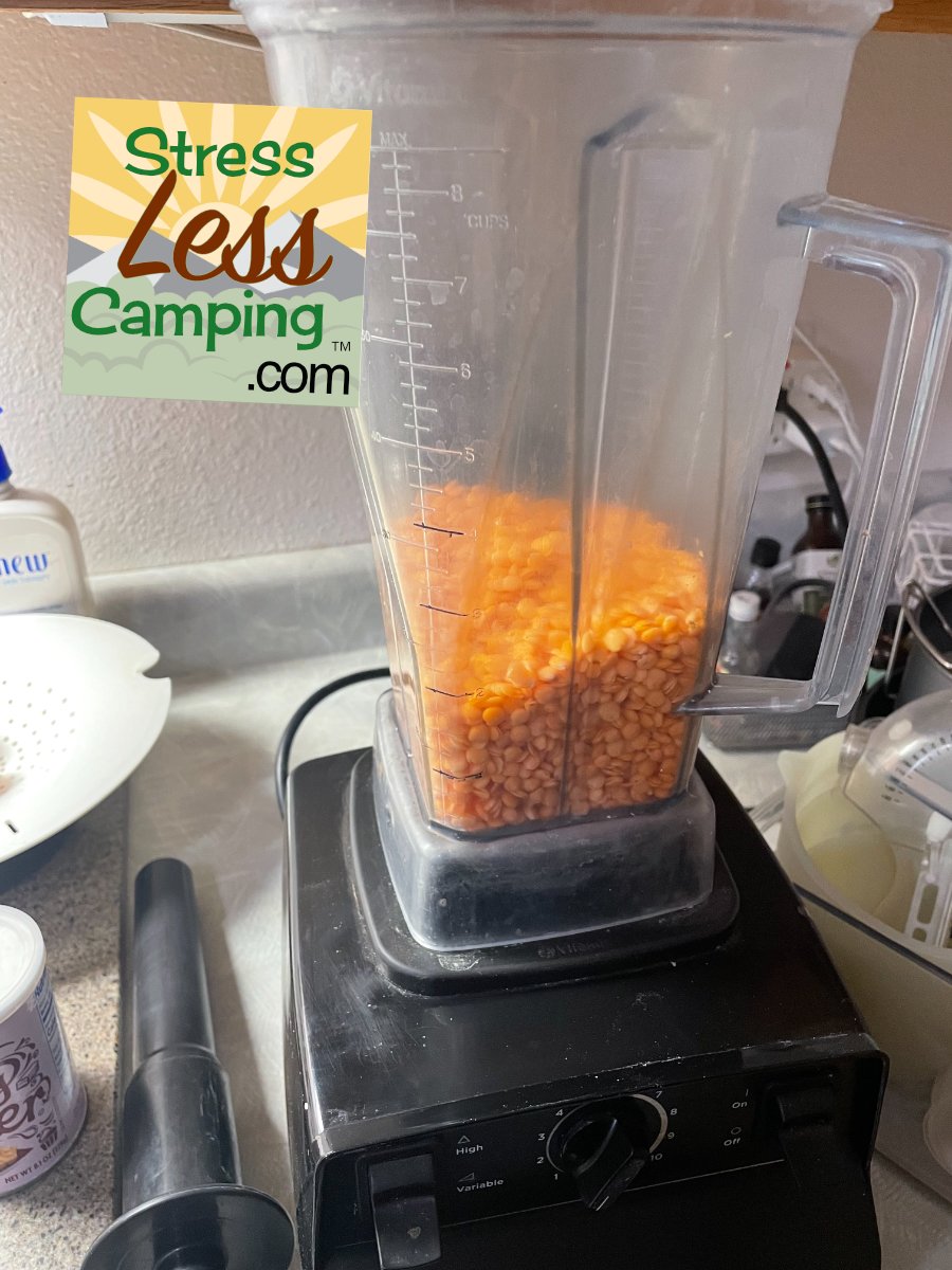 Start with one cup of soaked red lentils in a blender.jpg