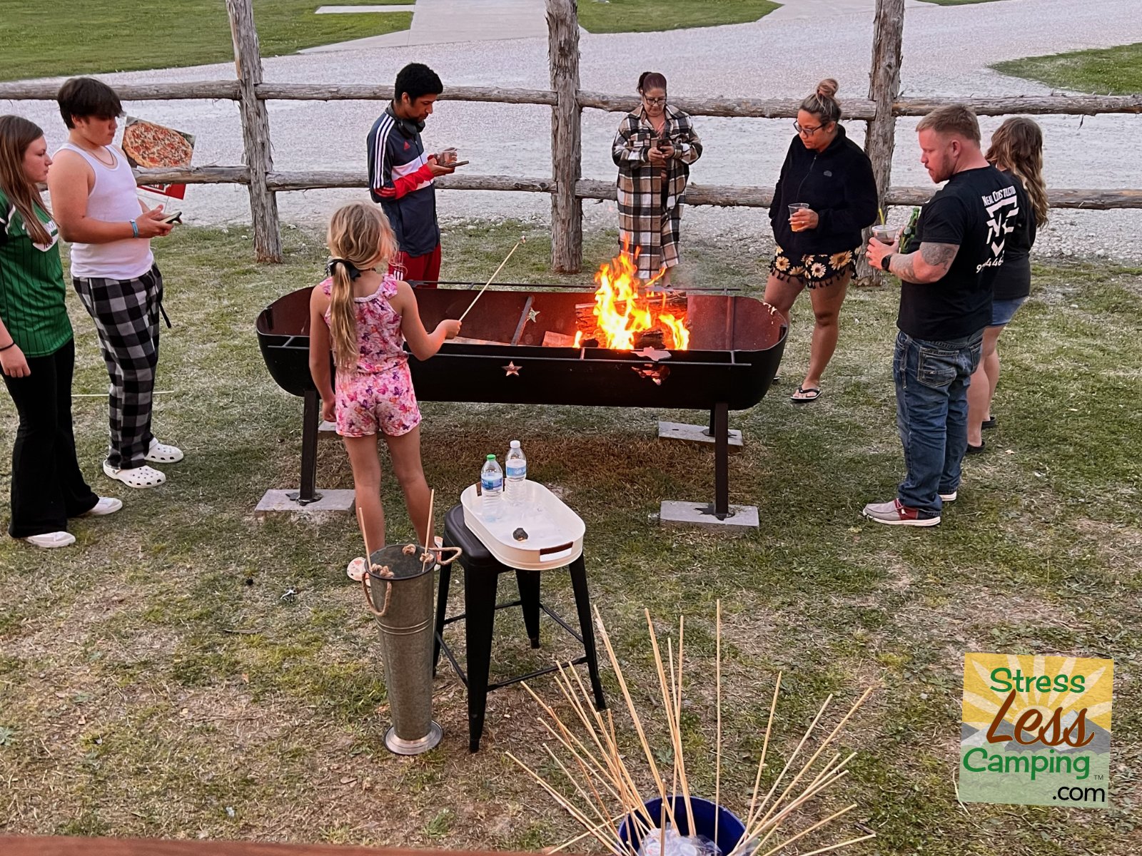 Some of the younger guests making s'mores at Two Creeks Crossing