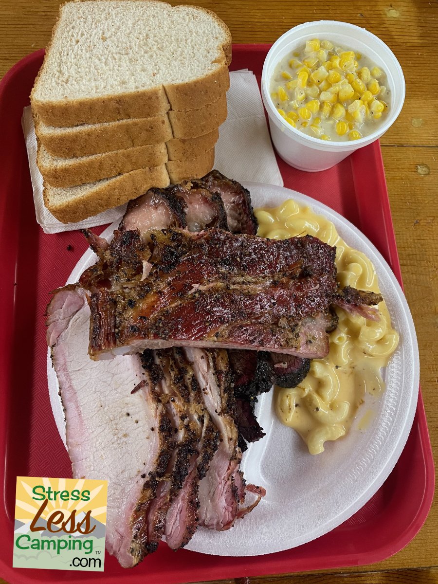 Our lunch from Lum's BBQ in Junction, Texas incuded ribs, pork loin, and brisket.jpg