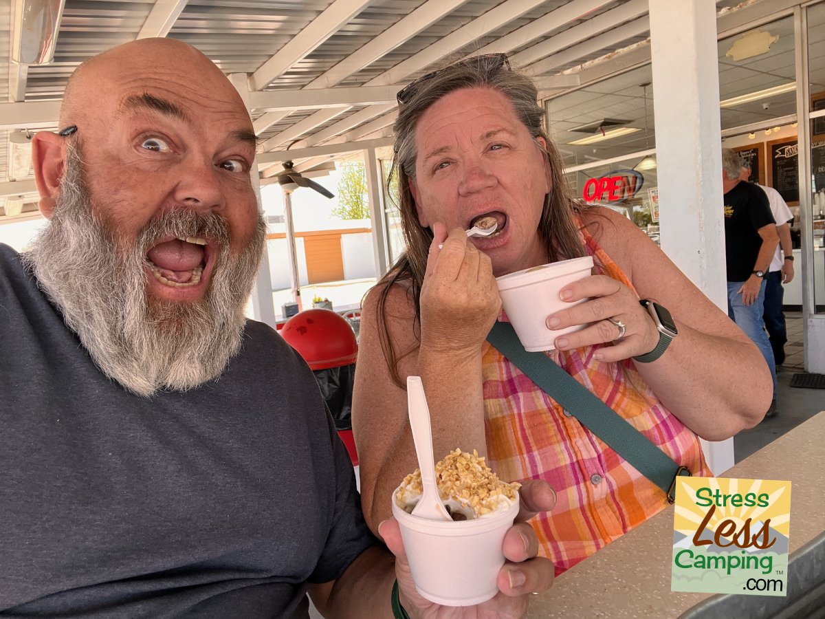 We enjoy a cool treat from KaleidoScoops in Carlsbad NM