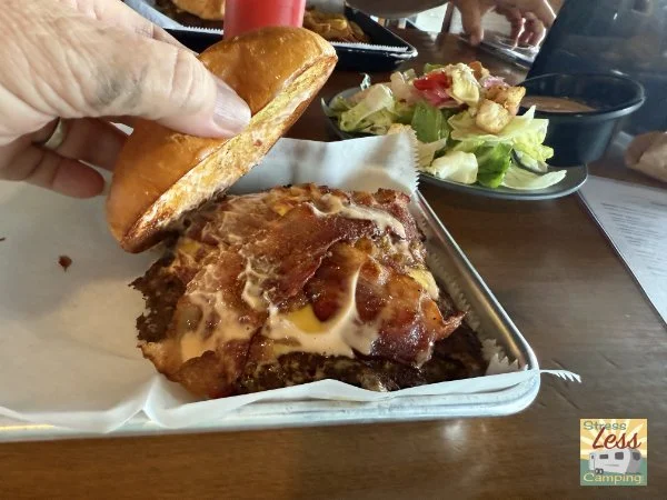 Yummy burger from Muddy Banks Brewing Company