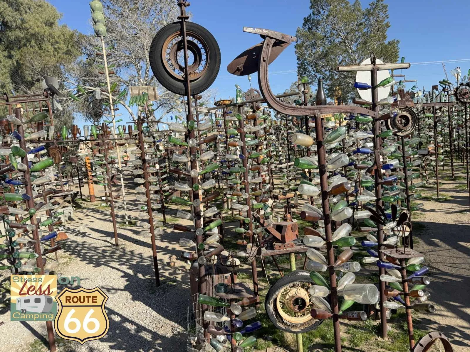 Bottles of every shape and size - all found in the desert at Elmer's Bottle Tree Ranch.jpg