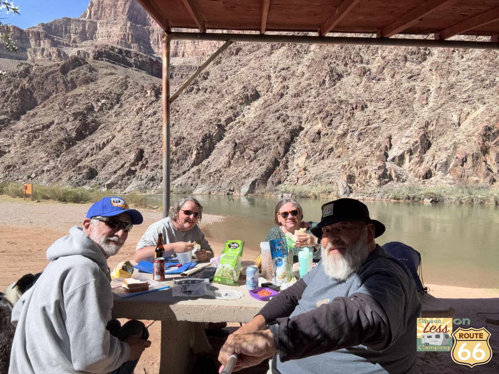 Several nice picnic shelters right on the Colorado River at the base of the Grand Canyon.jpg