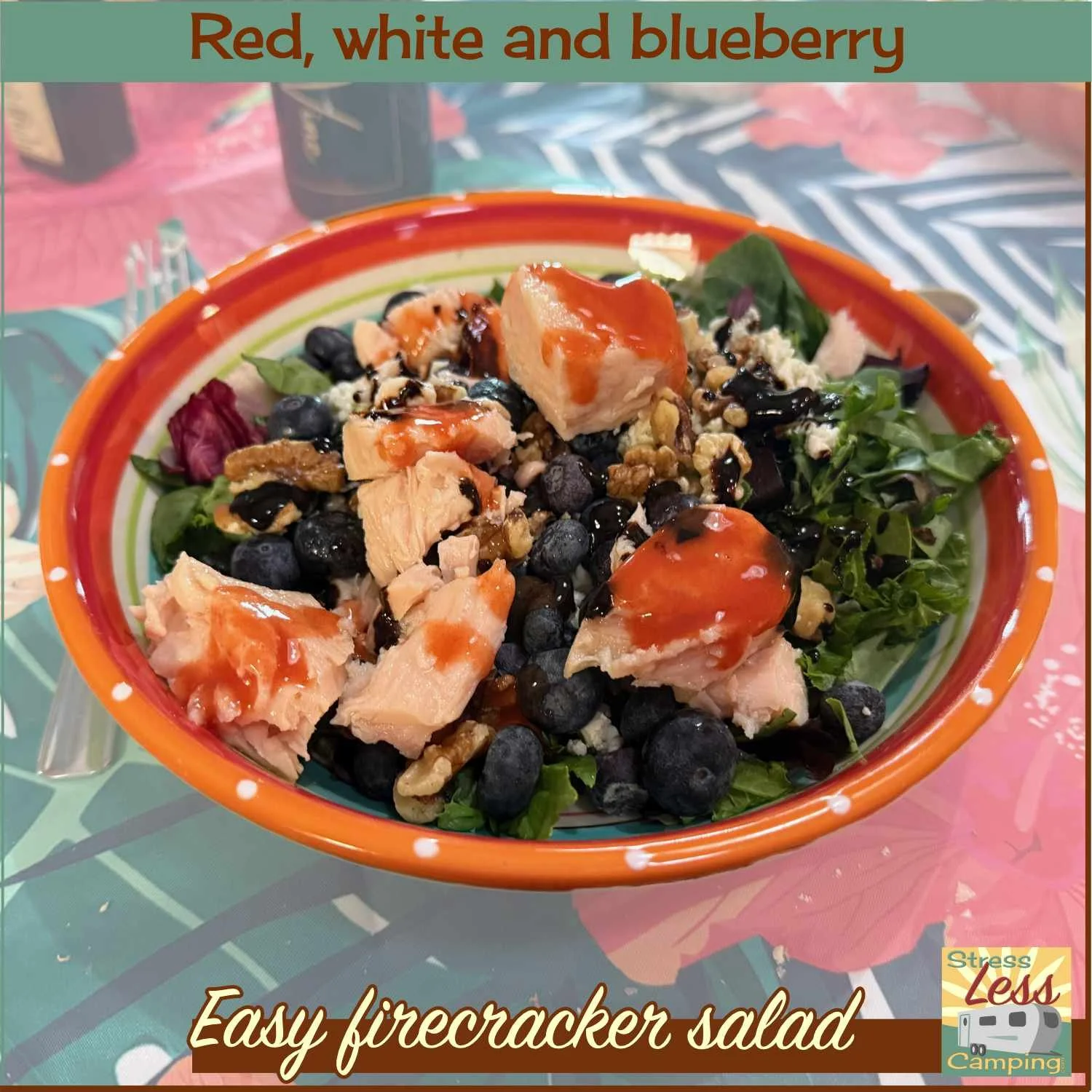 Red, white and blueberry easy firecracker salad