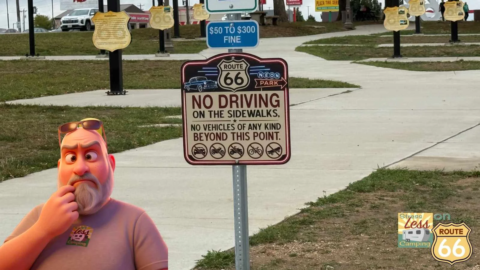 Sign prohibiting driving in the neon park.jpg