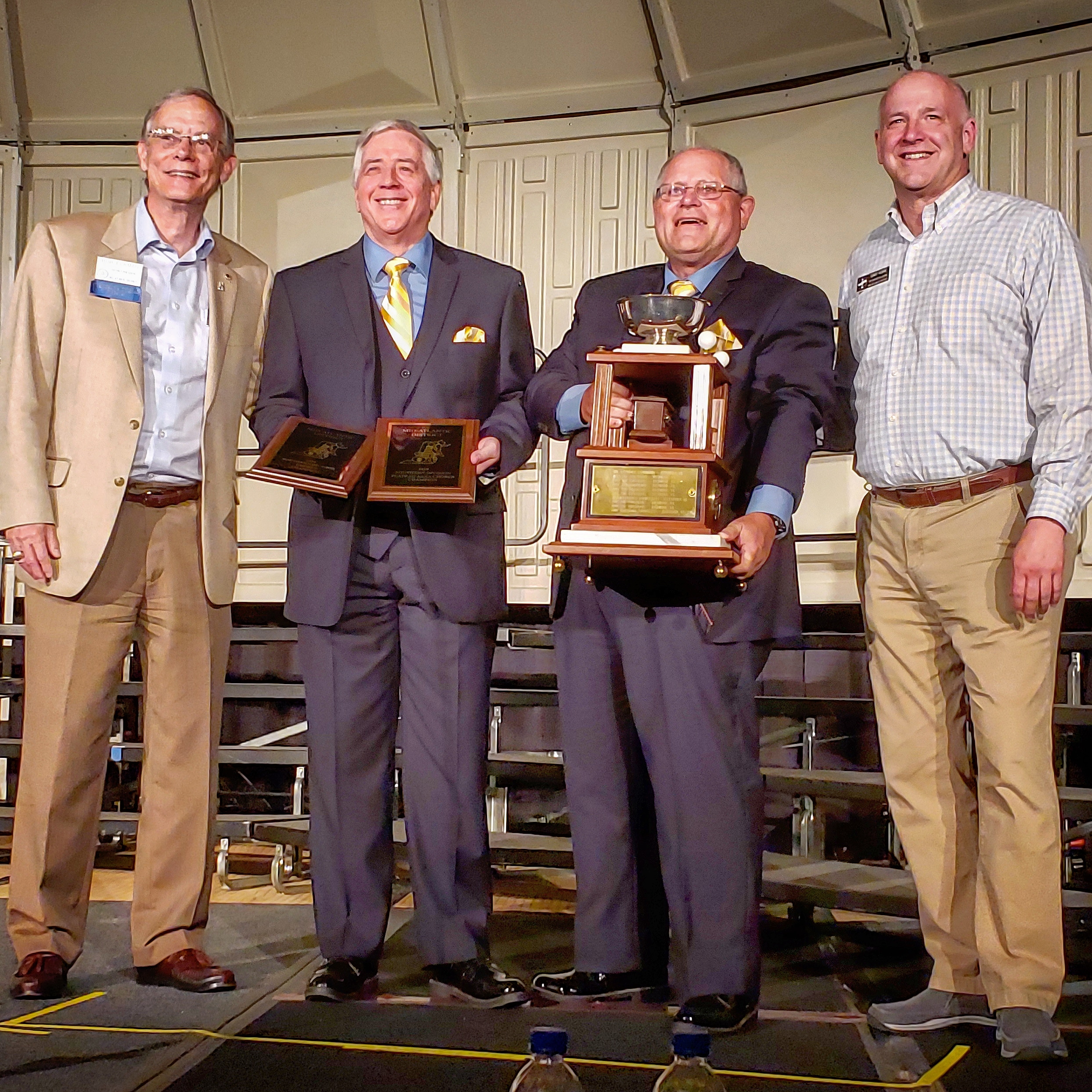 Mike and Pete accepting the First Place Trophy and plaques