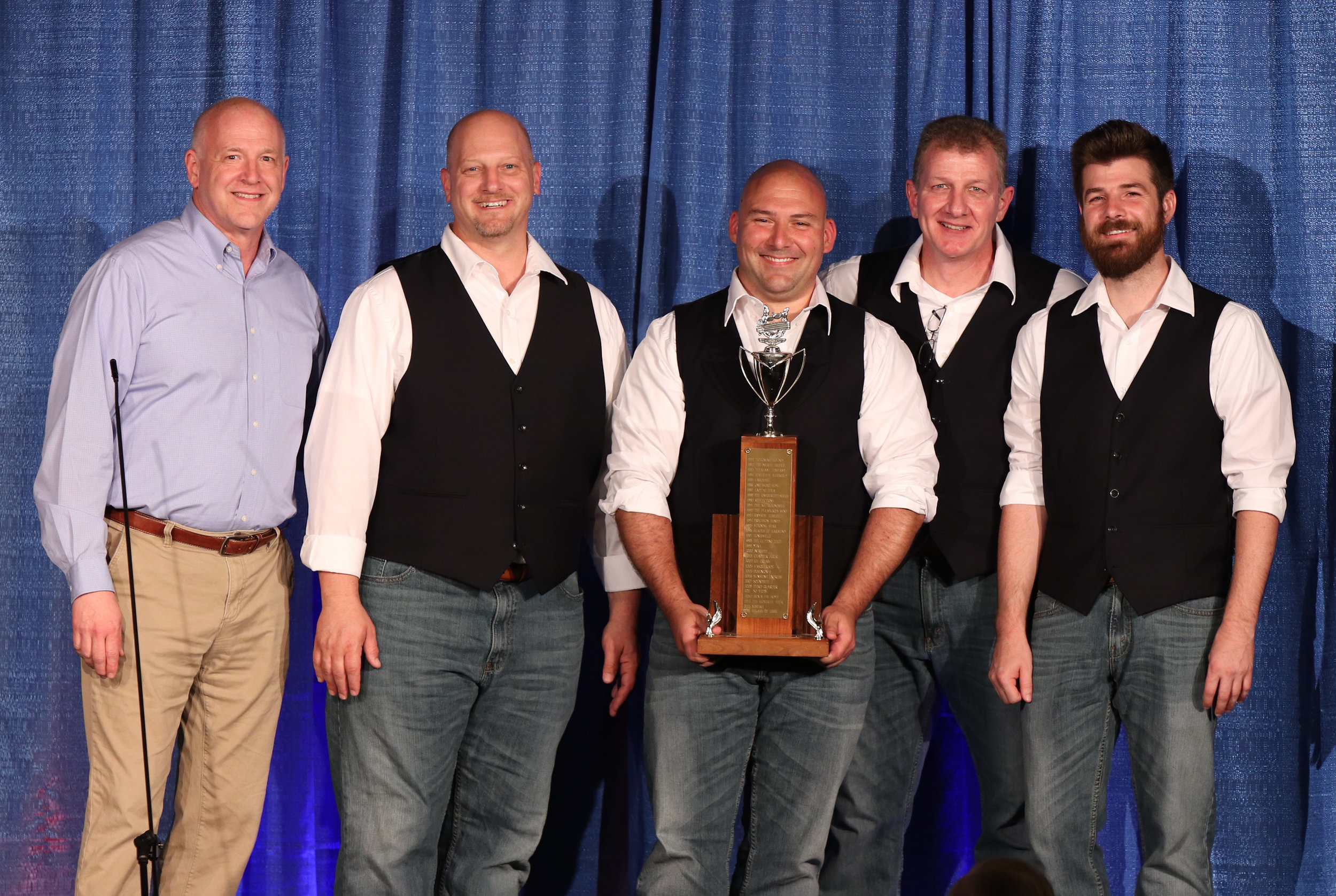 Chordial accepting their trophy for Best Novice Quartet