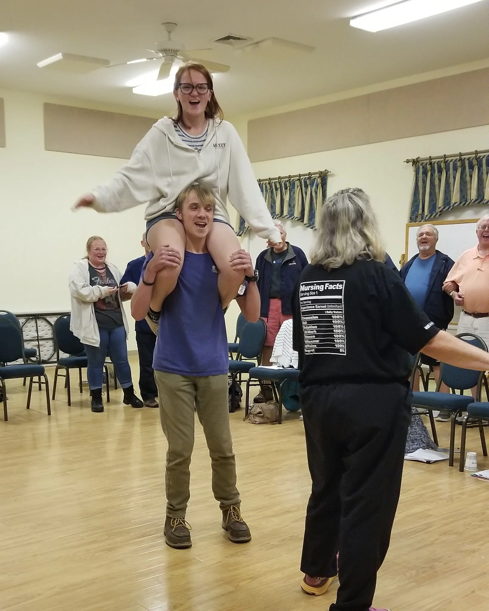 Expect the unexpected with the Virginians! This past rehearsal we had three birthdays to celebrate for Walter, Sarah, and Arlene. This is how they decided to direct us out with Keep the Whole World Singing.

Do you want to join the fun? We rehearse e