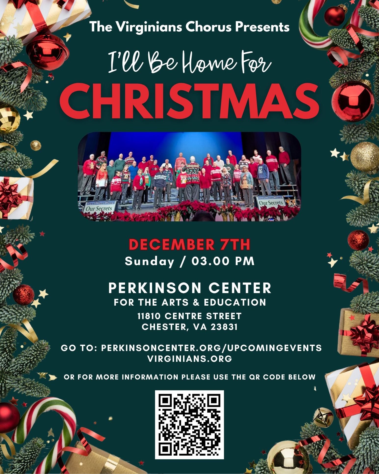 Less than a week until the Virginians Chorus perform &quot;I'll Be Home For Christmas&quot; live at the Perkinson Center for the Arts! Two hours of Christmas music in four-part harmony by The Virginians Chorus and four quartets! It's the best way to 
