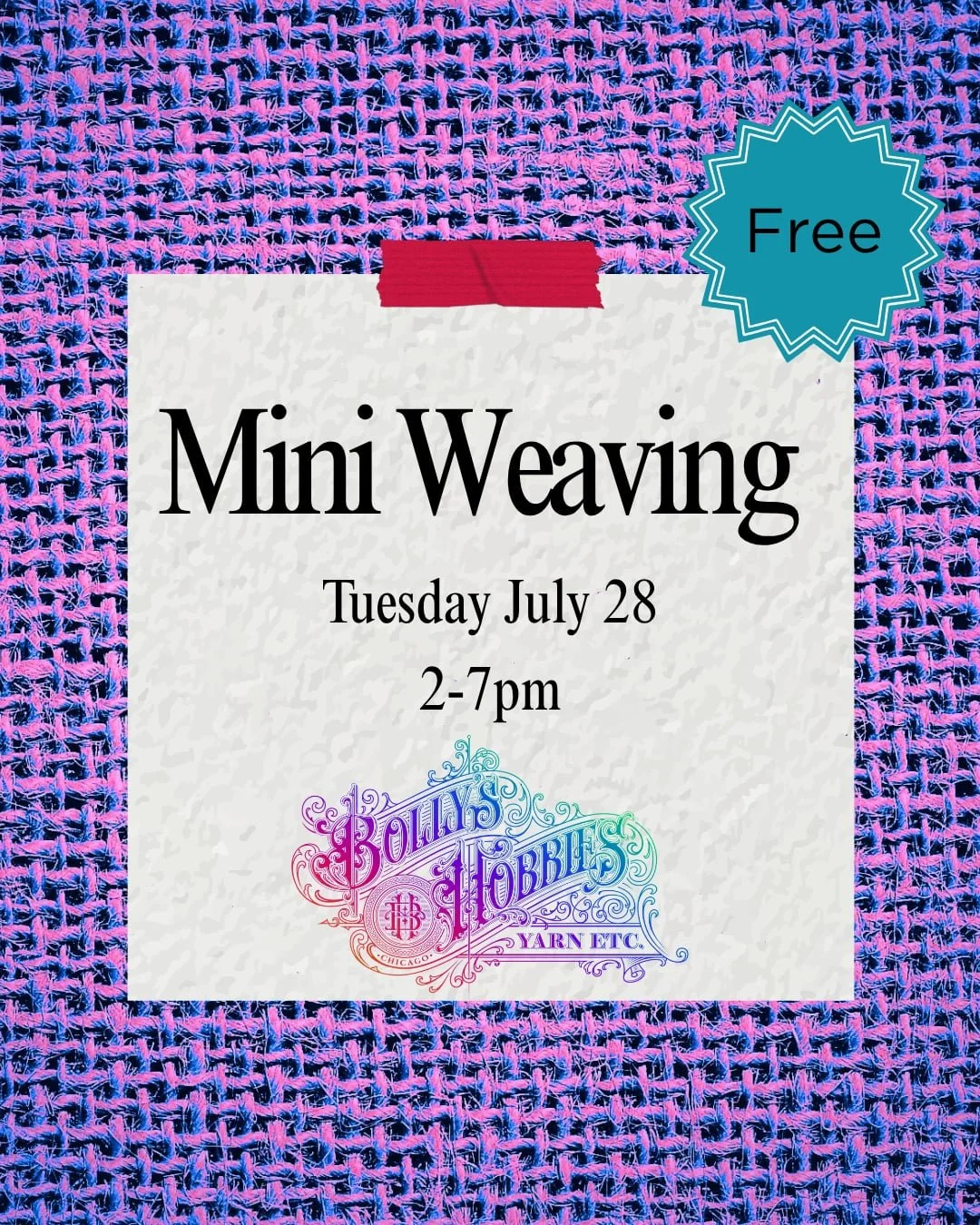 Mini Weaving Workshop at Bolly's Hobbies
