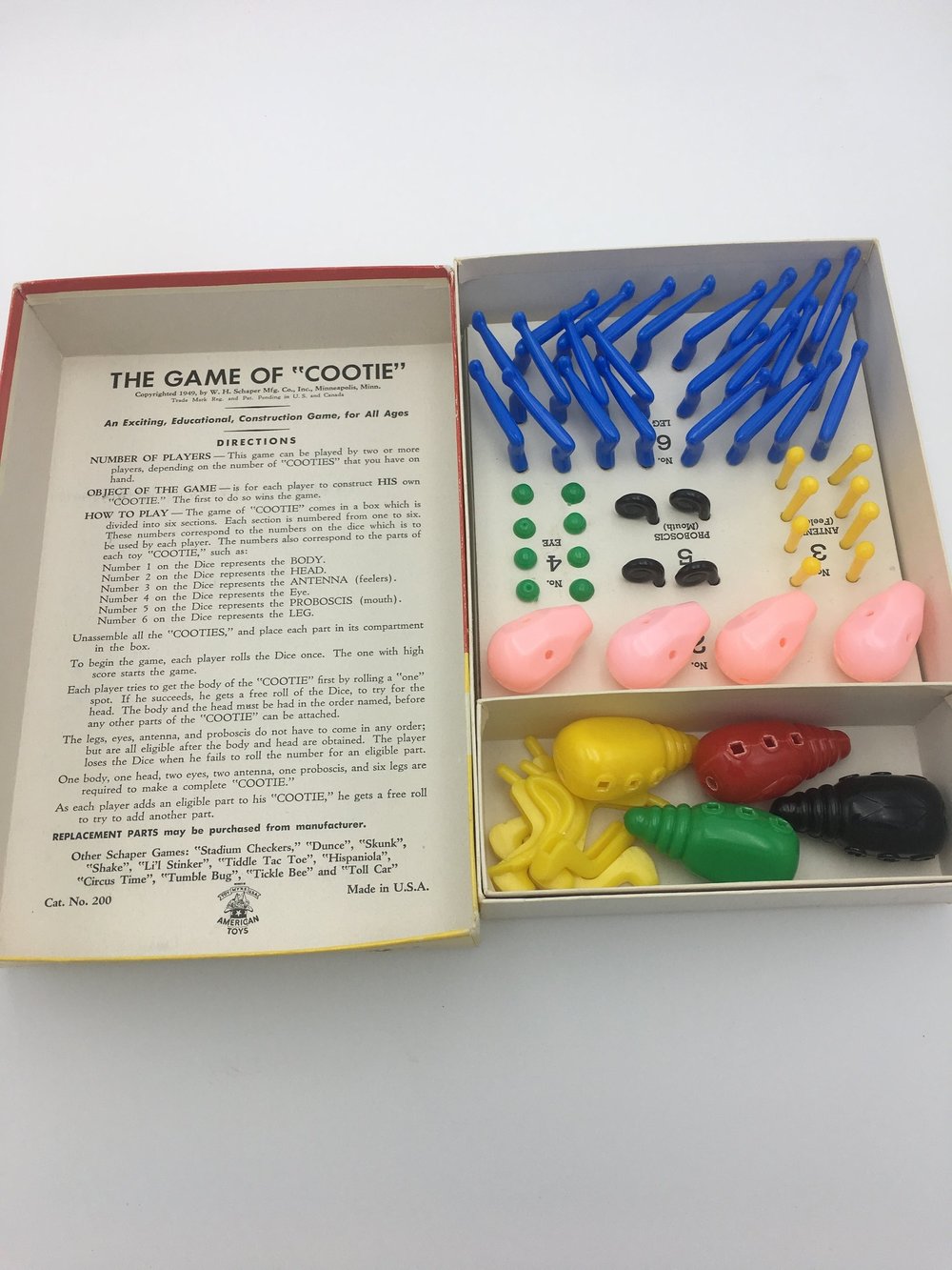 Cootie Vintage 1949 Dunce Cap Games Cootie Vintage 1949 Dunce Cap Games